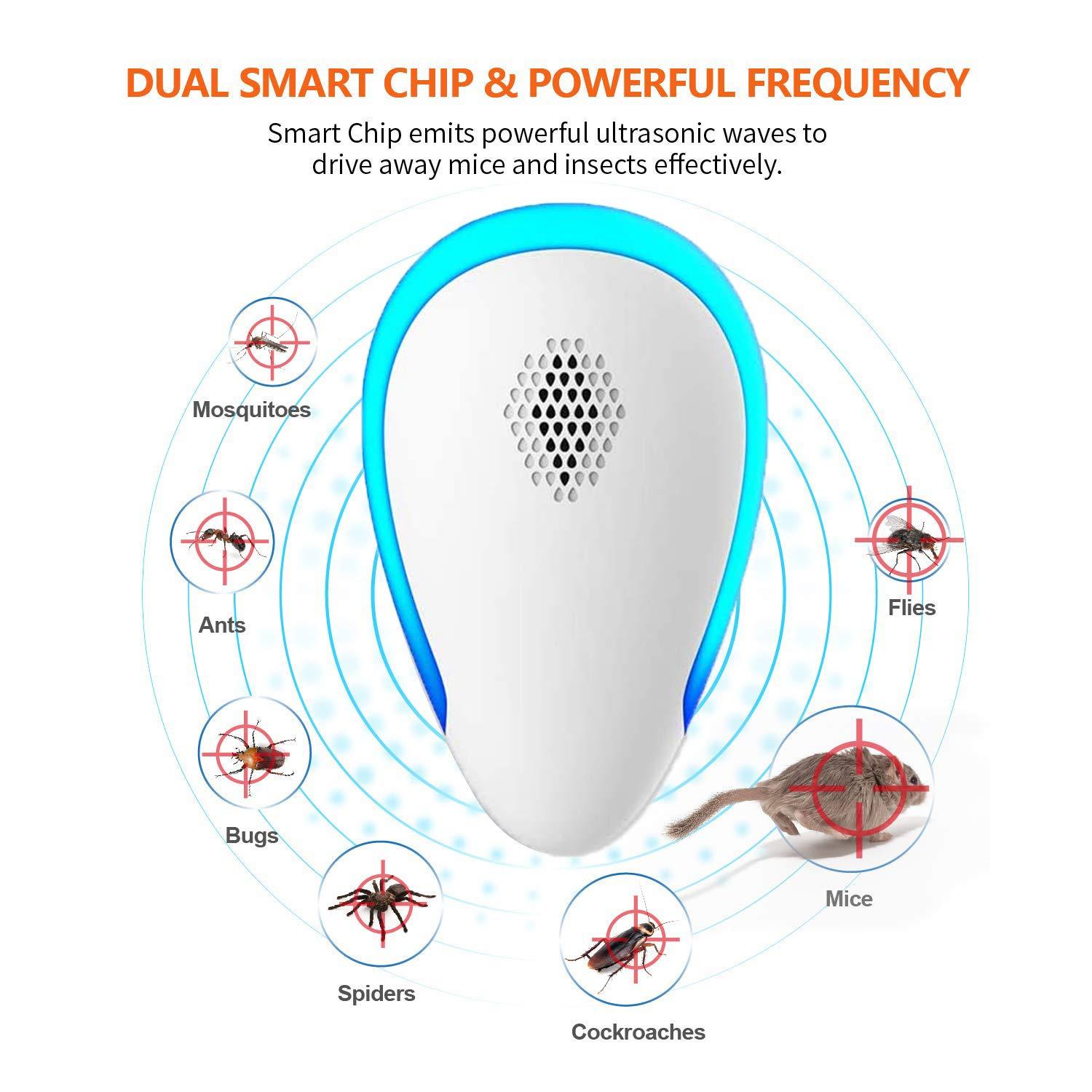 Ultrasonic Pest Repeller 6 Pack Indoor Electronic Bug Repellent for