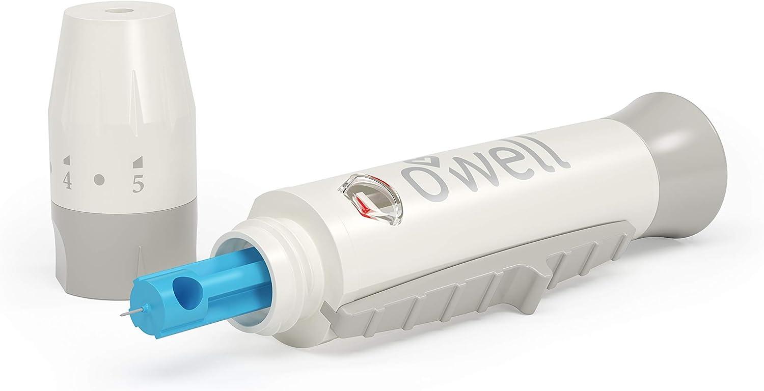 O Well Lancing Device Kit + 100 Sterile Twist Top Lancets 26G Ideal for Thick & Callus Skin