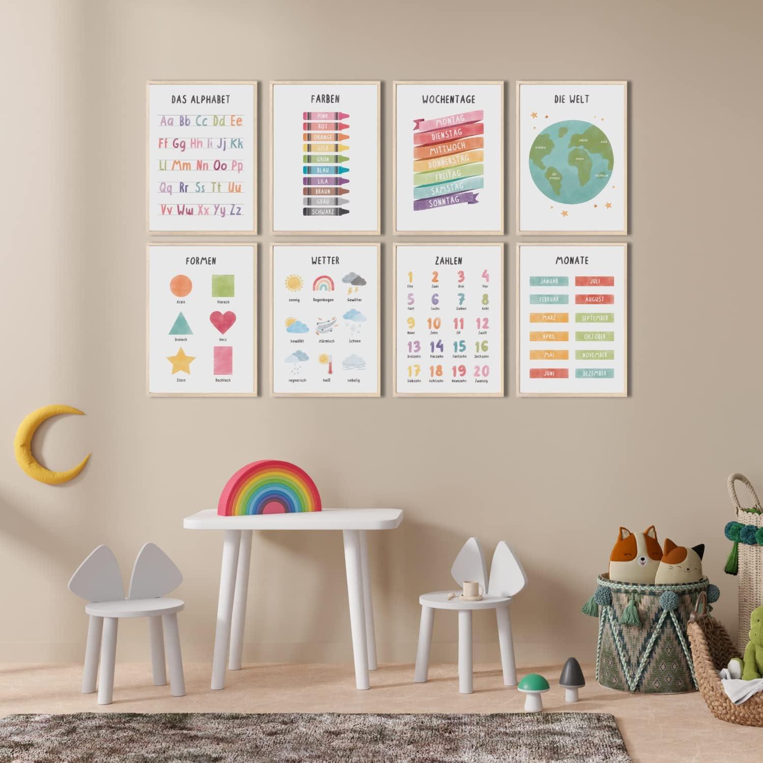 MeinBaby123® 1x1 poster,Einmaleins Trainer per bambini,poster educativo DIN A2 scuola elementare,insegnare la piccola impresa monouso,Include 4 fogli di esercizio (piccola monocromatica rosa