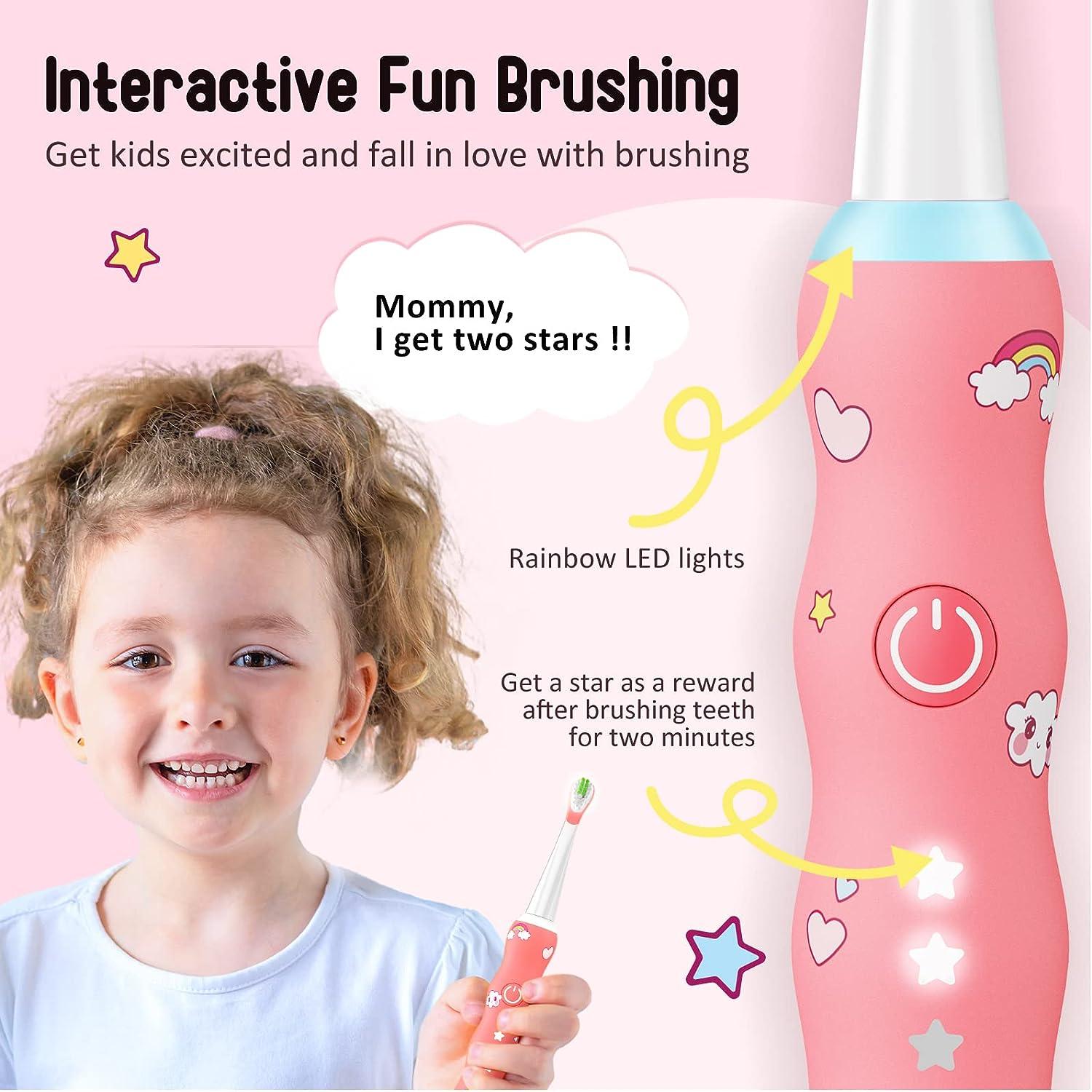 COSLUS Only Kids Sonic Rechargeable Electric Toothbrush Light Pink