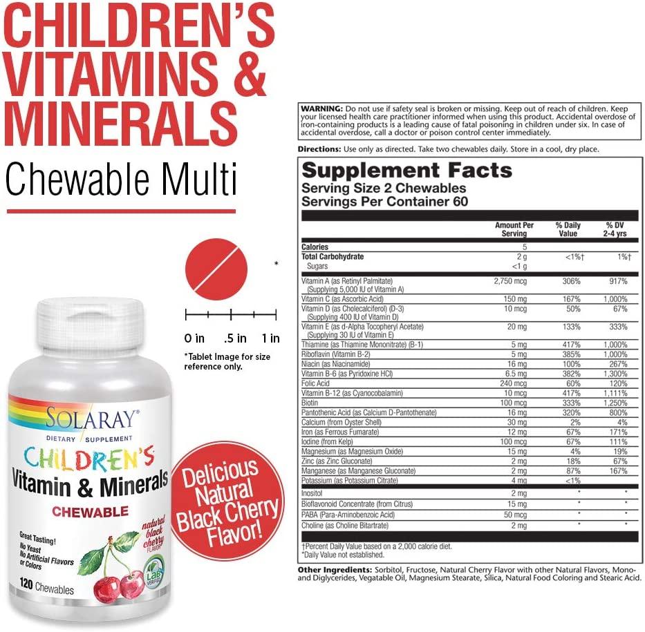 Solaray Children's Chewable Vitamins & Minerals - Natural Black Cherry ...