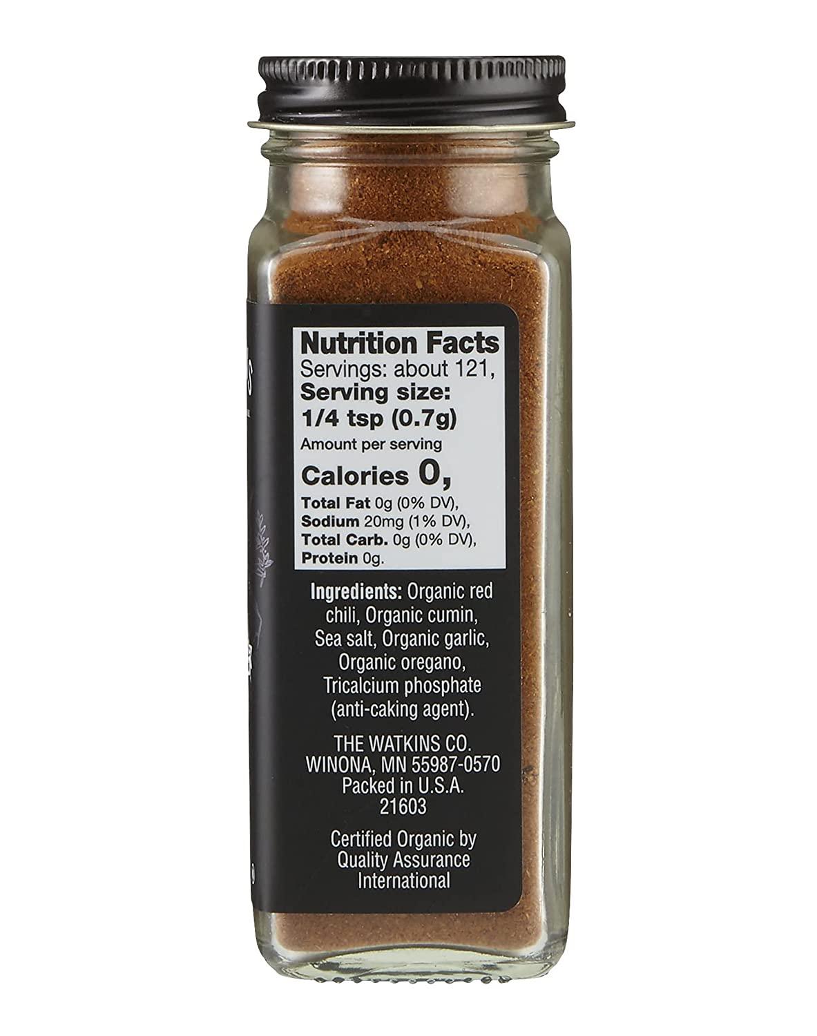 Watkins Gourmet Organic Spice Jar, Chili Powder, 2.9 Ounce 2.9 Ounce