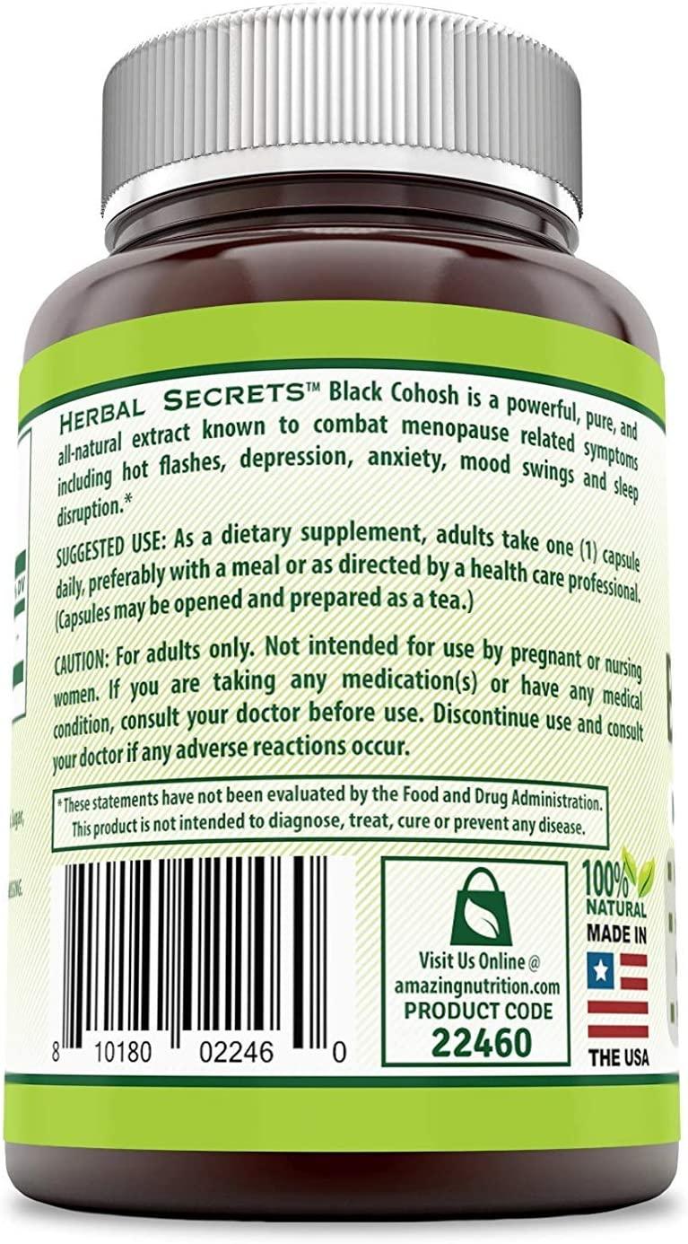 Herbal Secrets Black Cohosh 540 mg 120 Capsules (NonGMO) Natural