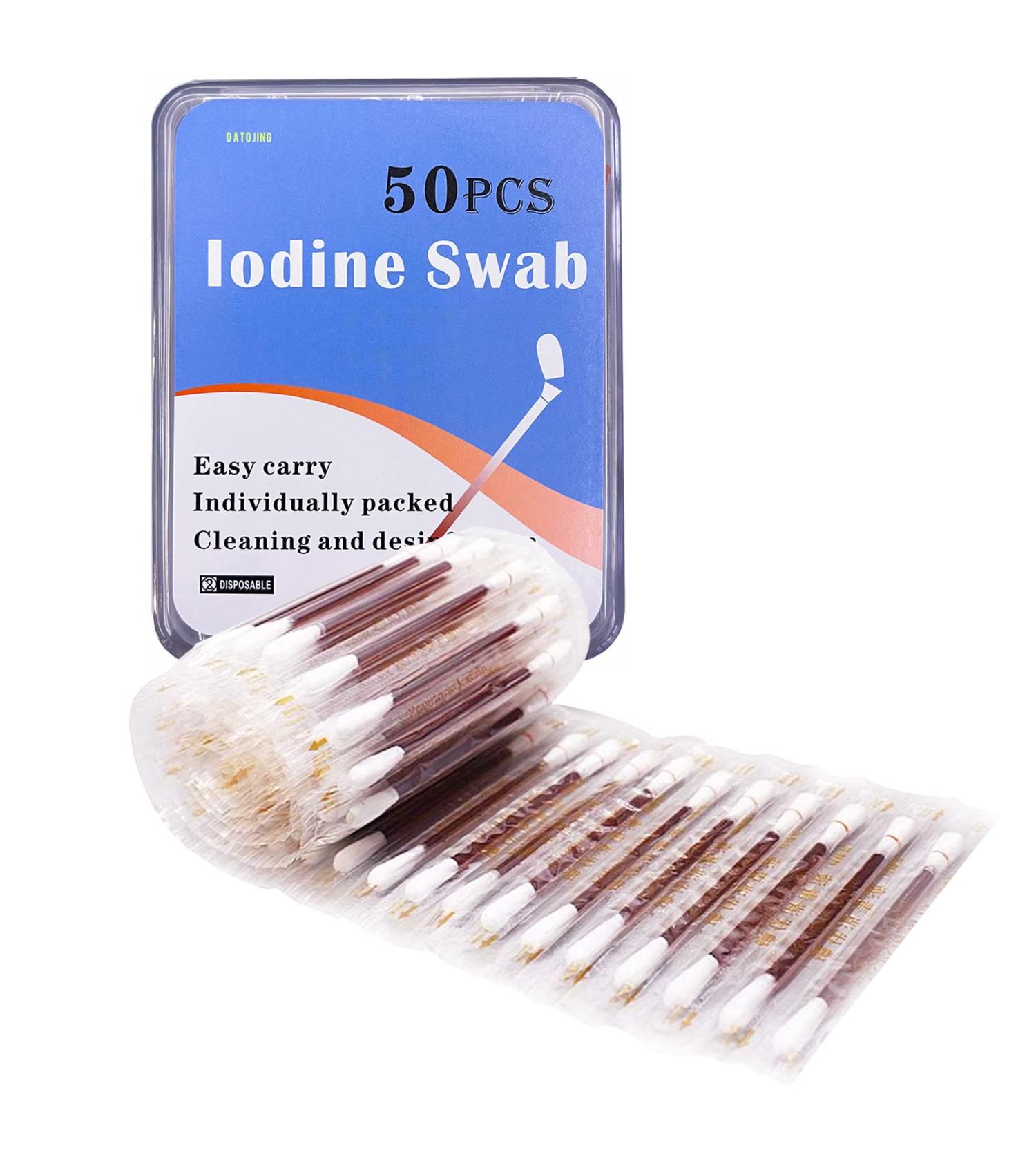 50 Disposable Iodophor Swabs Outdoor Supplies Medical Cotton Swabs