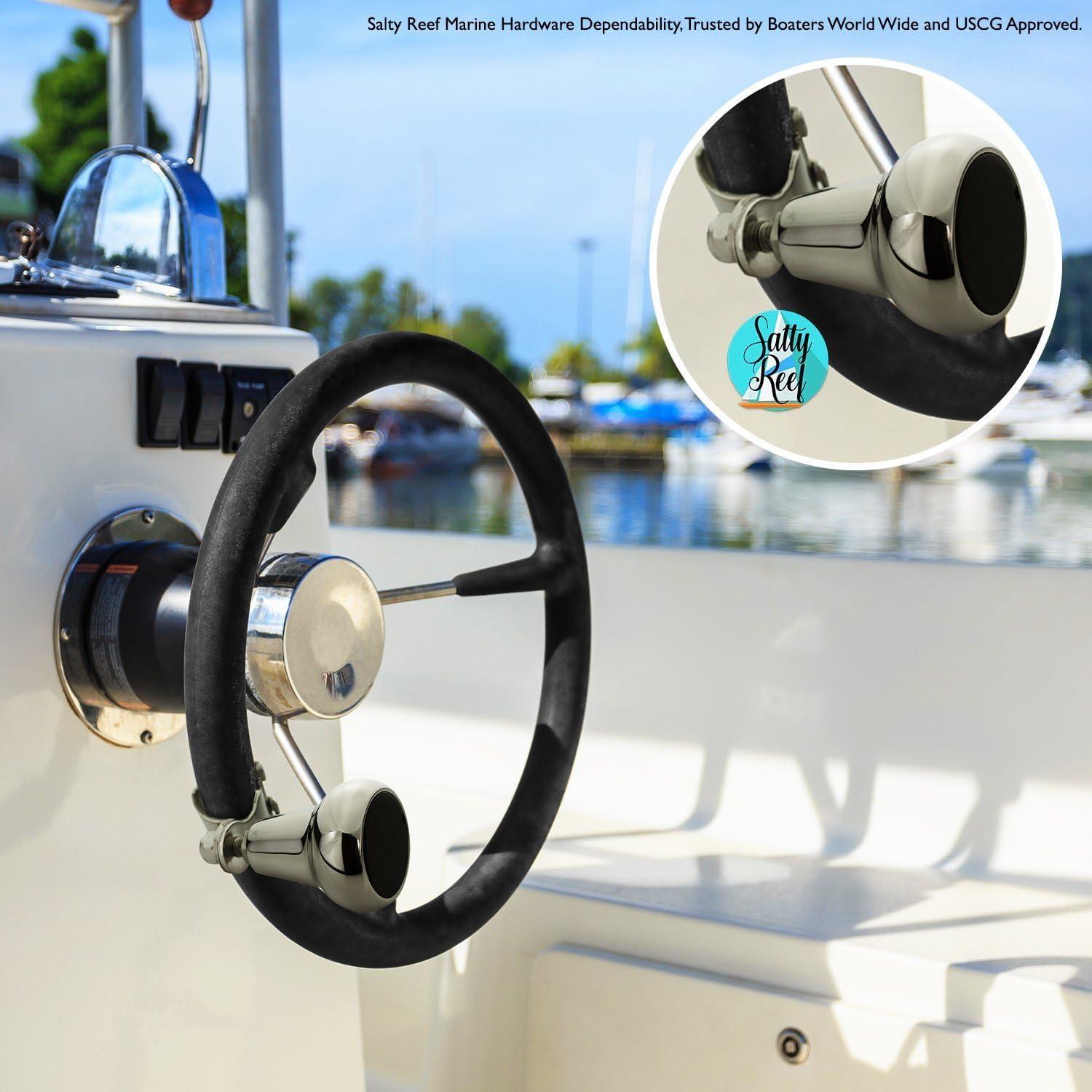 Salty Reef - Steering Wheel Suicide Knob - Universal AISI 316 Marine Grade  Stainless Steel, Fits Steering Wheels up to 3/4 (All 3 Sizes). Large