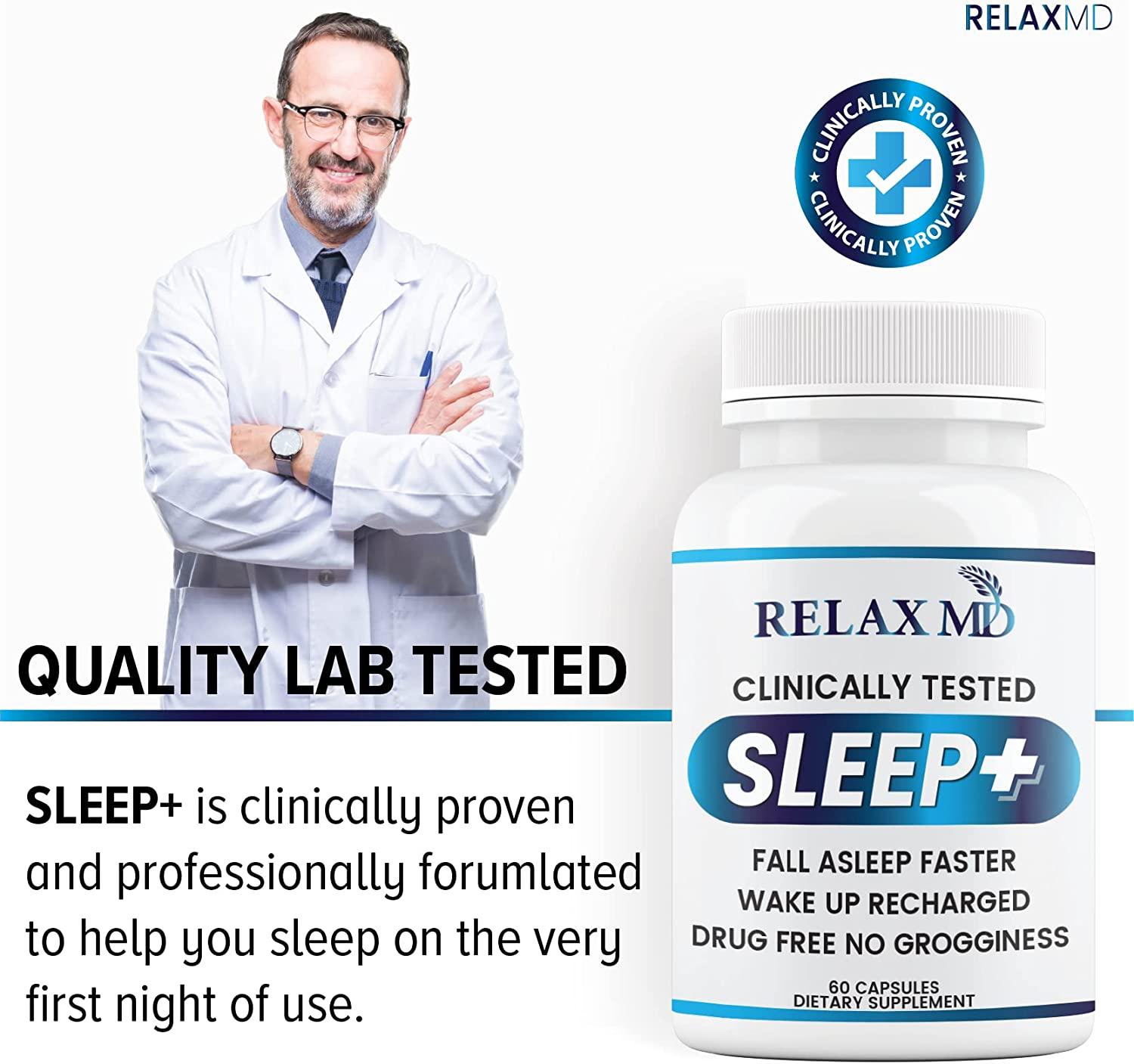 RelaxMD Natural Sleep Aid NonHabit Forming Sleep Supplement with