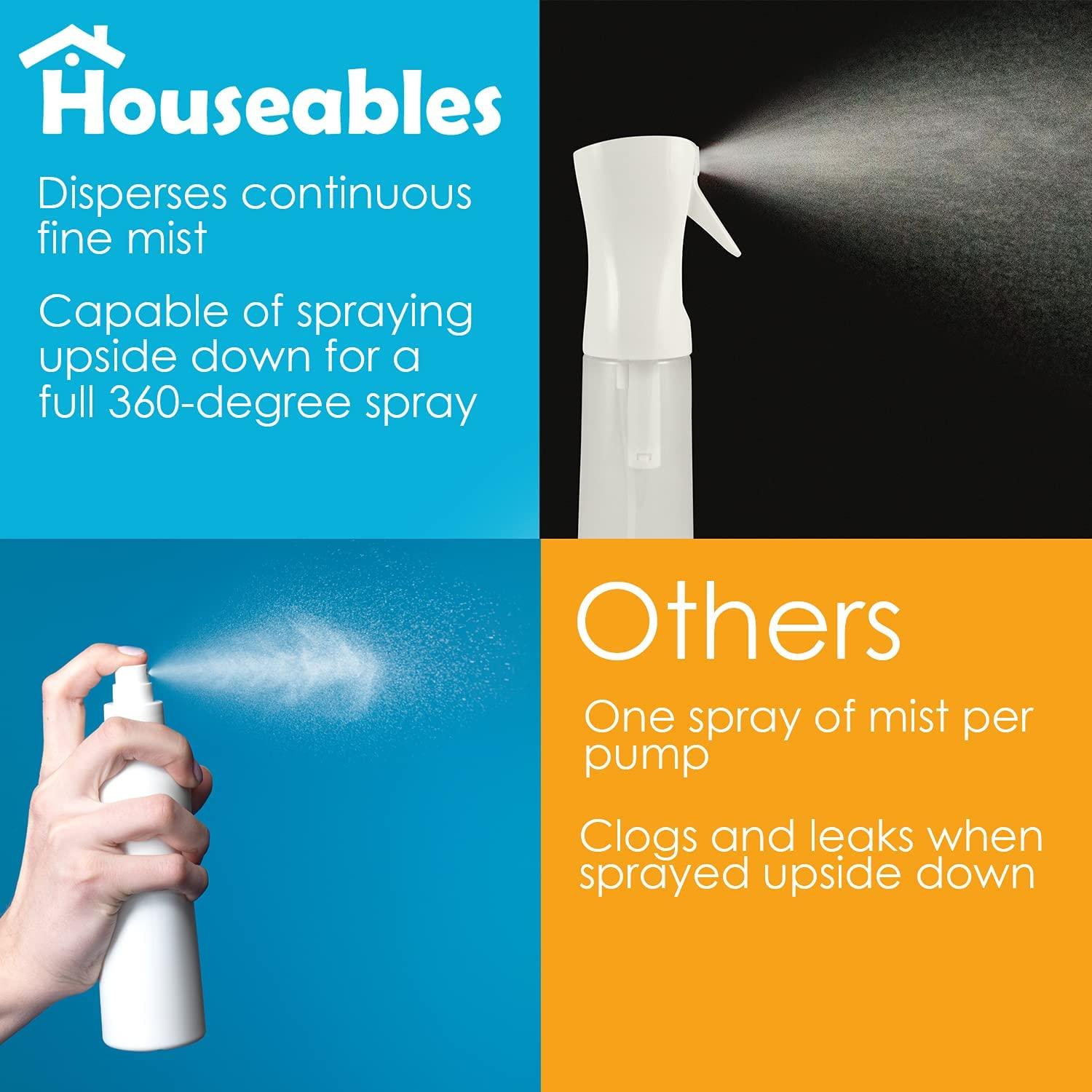 Houseables Continuous Spray Water Bottle, Hair Mist Sprayer, White, 12