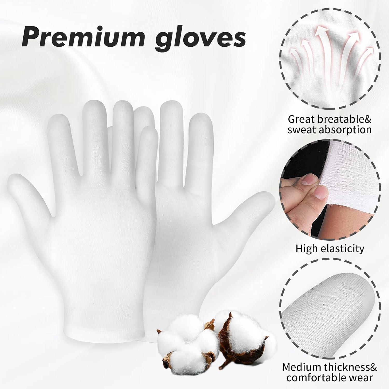 Sibba 10 Pairs White Cotton Gloves for Women Men Moisturizing Gloves