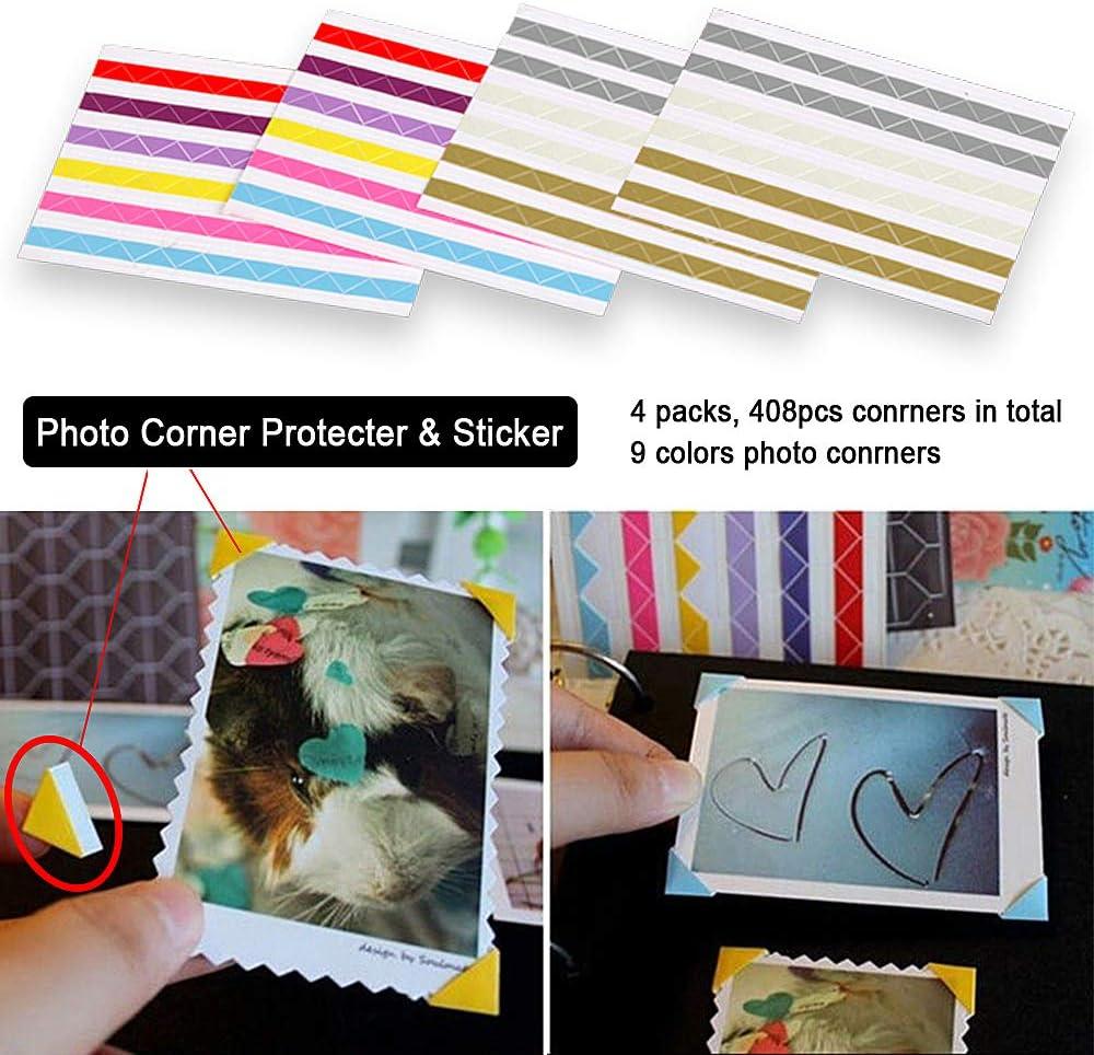 10 Sheet (1020-pack) Photo Corners Self Adhesive PVC Paper Photo Foto  Corner Stickers for Scrapbooking Personal Journal (Clear)