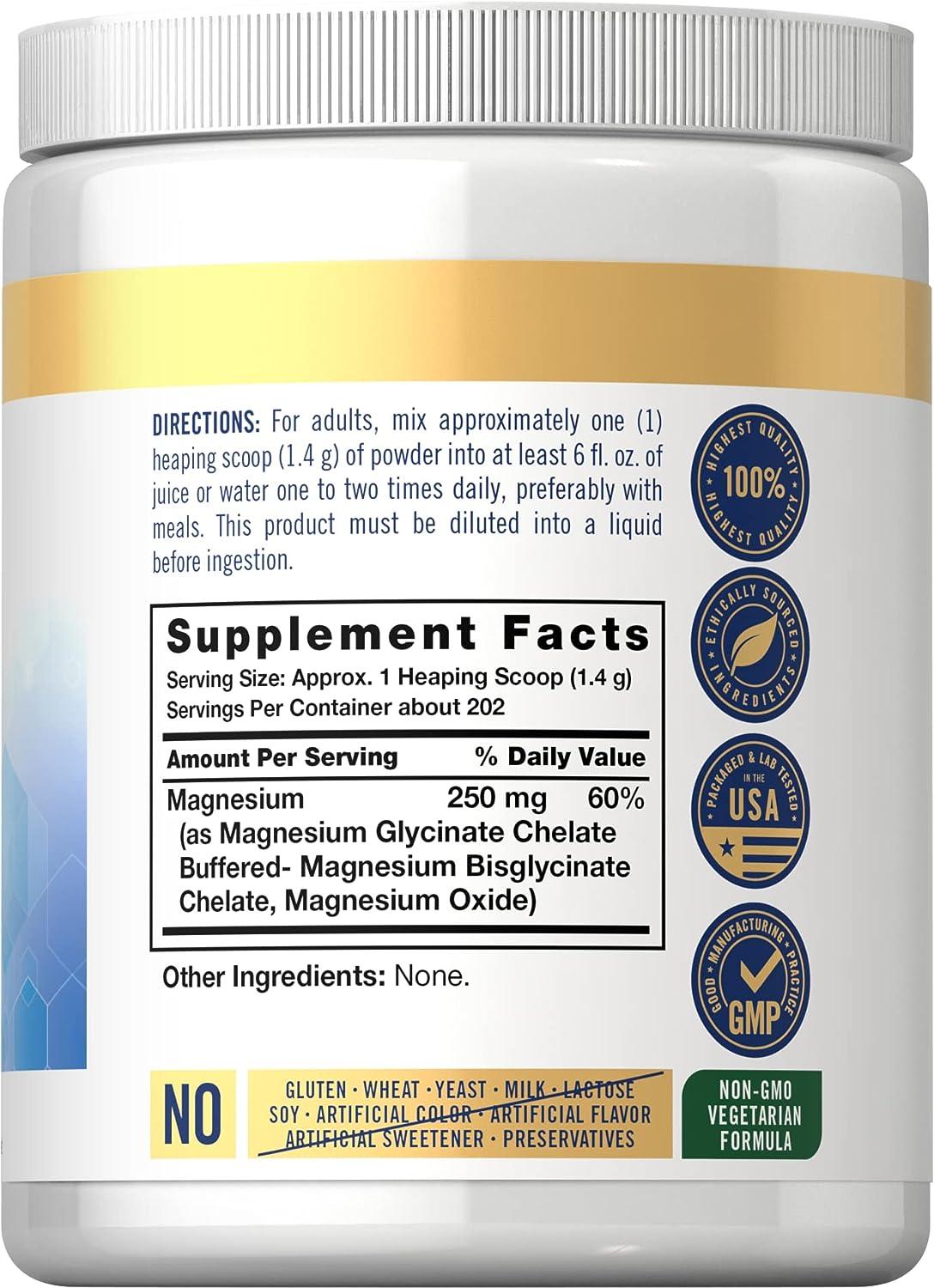 Magnesium Bisglycinate Powder 250mg 10 oz Vegetarian NonGMO