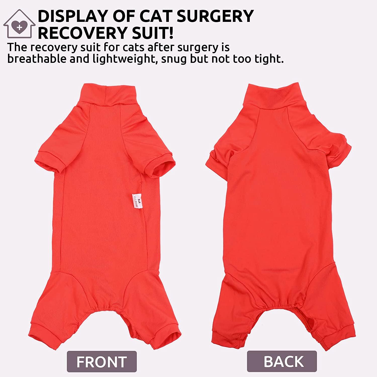 SUNFURA Cat Surgery Recovery Suit, Cat Neuter Recovery Suit with 4 Legs