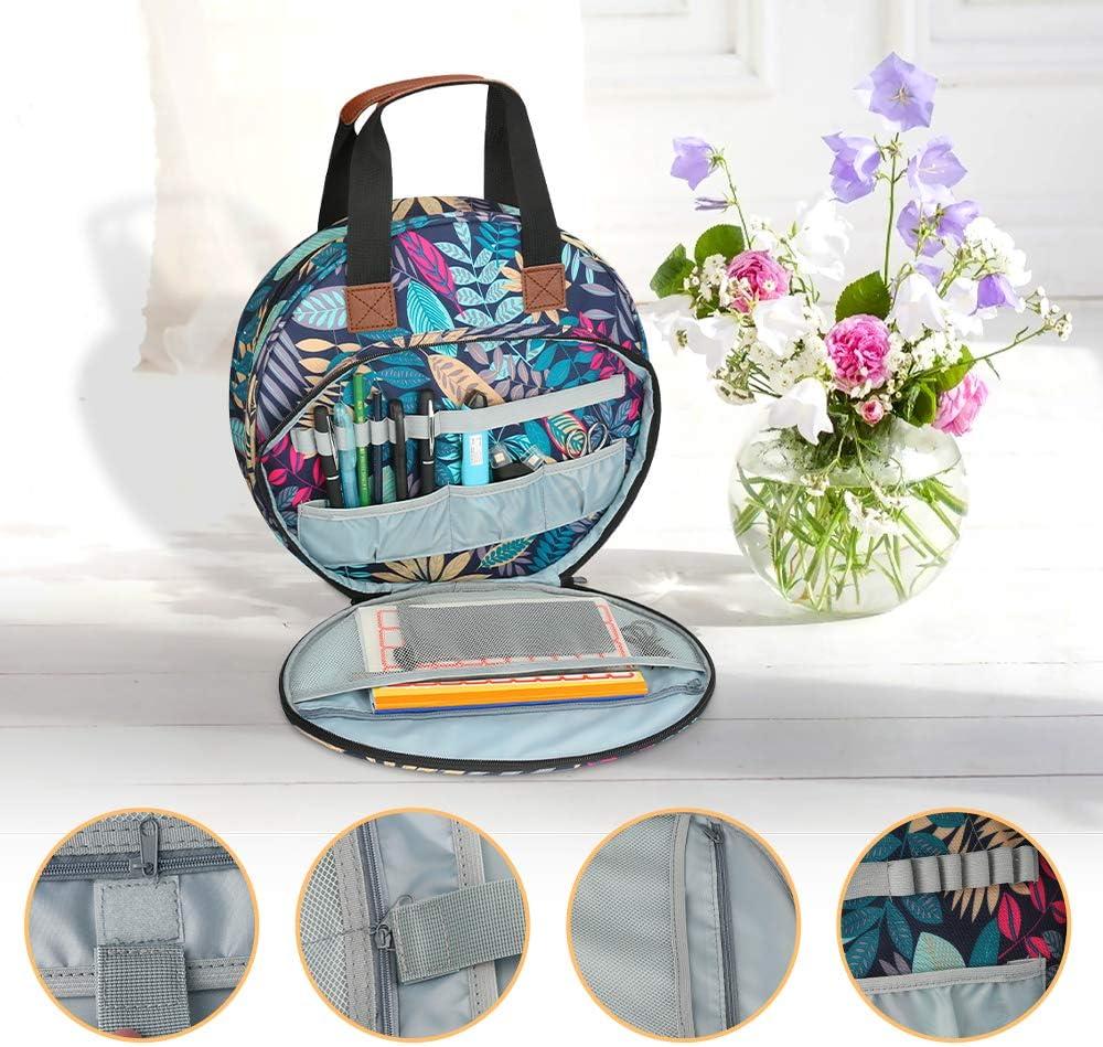 WITSTEP Embroidery Project Bag, Portable Embroidery Supplies Storage  Organizer Bag Round Cross Stitch Bag with Multiple Pockets, Embroidery  Carry Bag