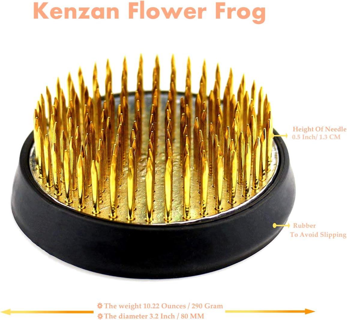 3pcs 0.9/1.4/2.4 Flower Frogs Ikebana Kenzan Brass Flower Arranger Tool Gold - Gold Tone