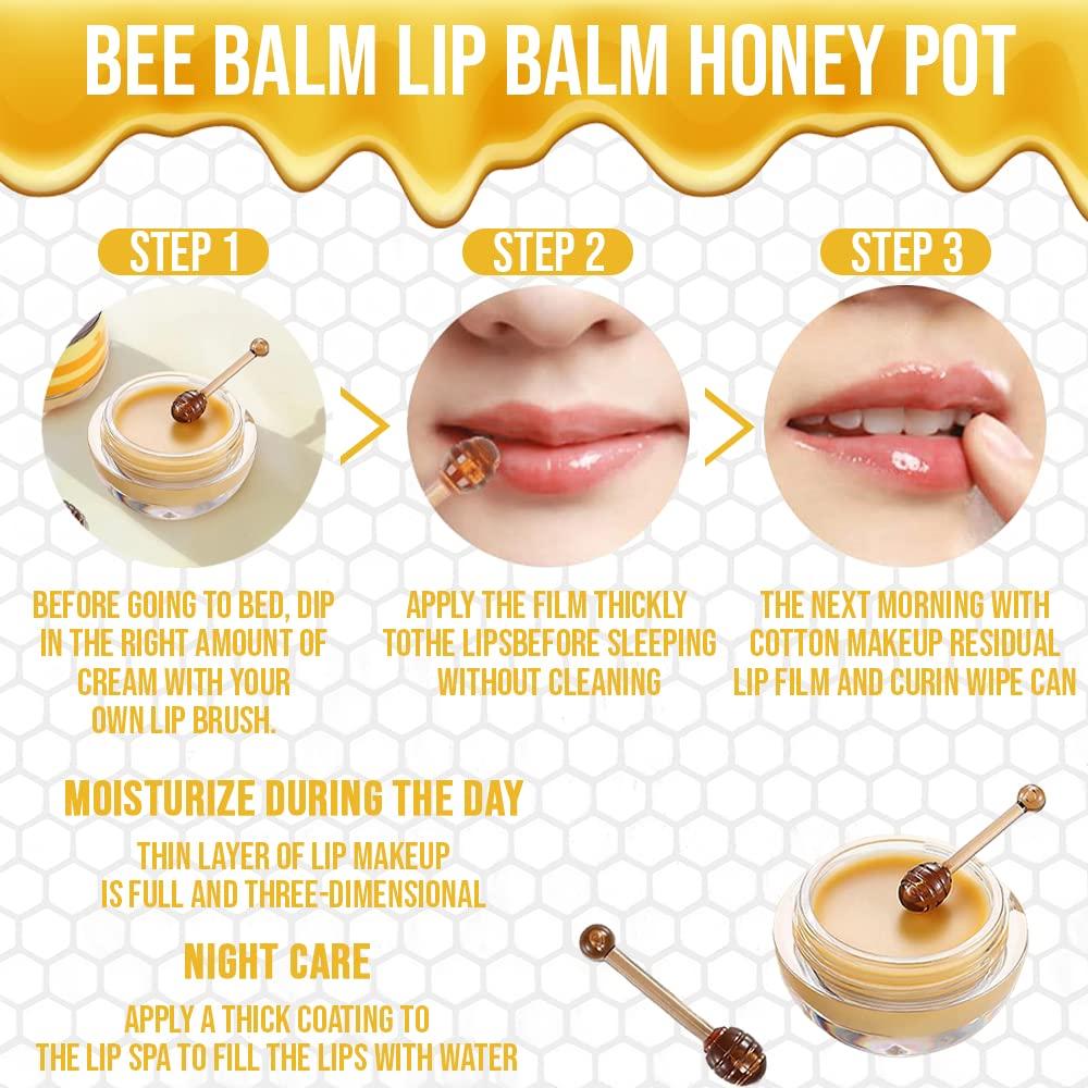 Bee Balm Lip Balm Honey Pot Hydrating Moisturizing Lip Mask for Dry and Cracked Lips