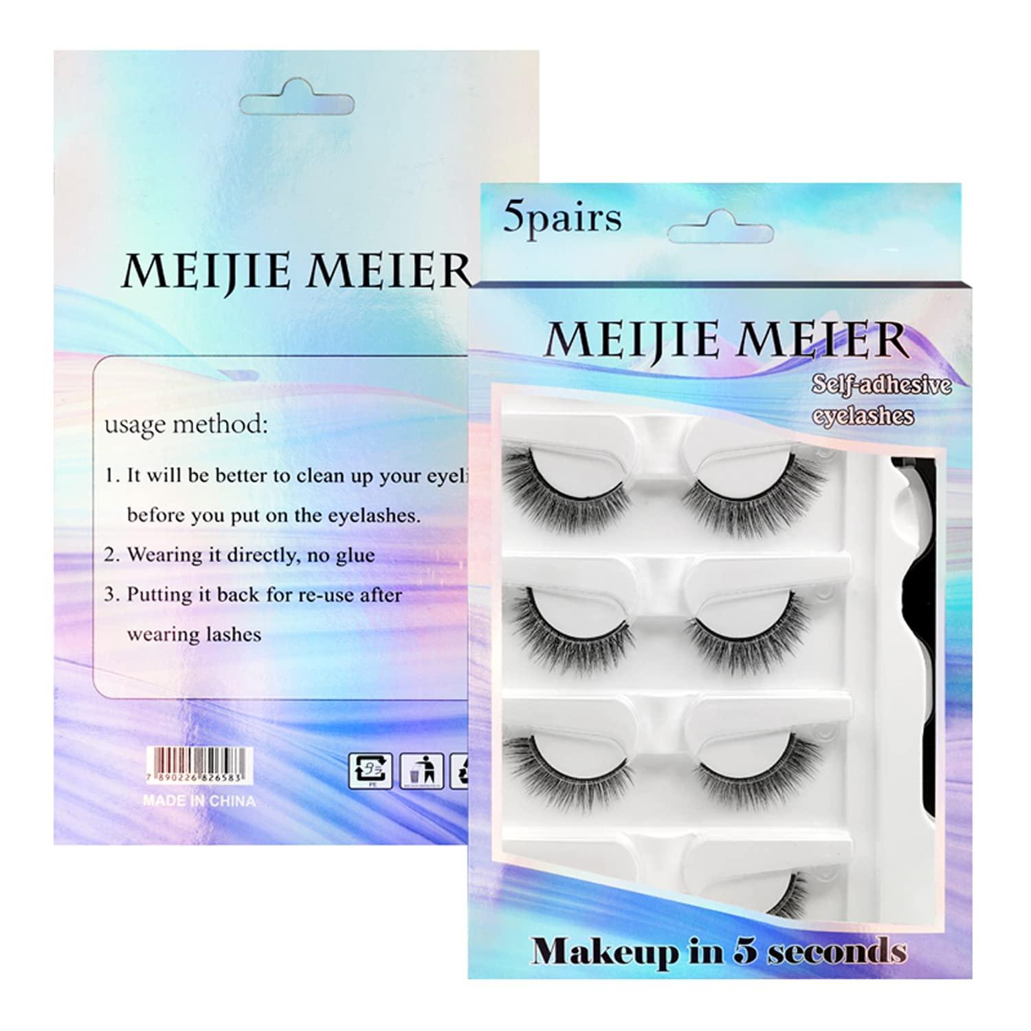5 Pairs Self Adhesive Eyelashes, False Eyelashes No Glue No Eyeliner