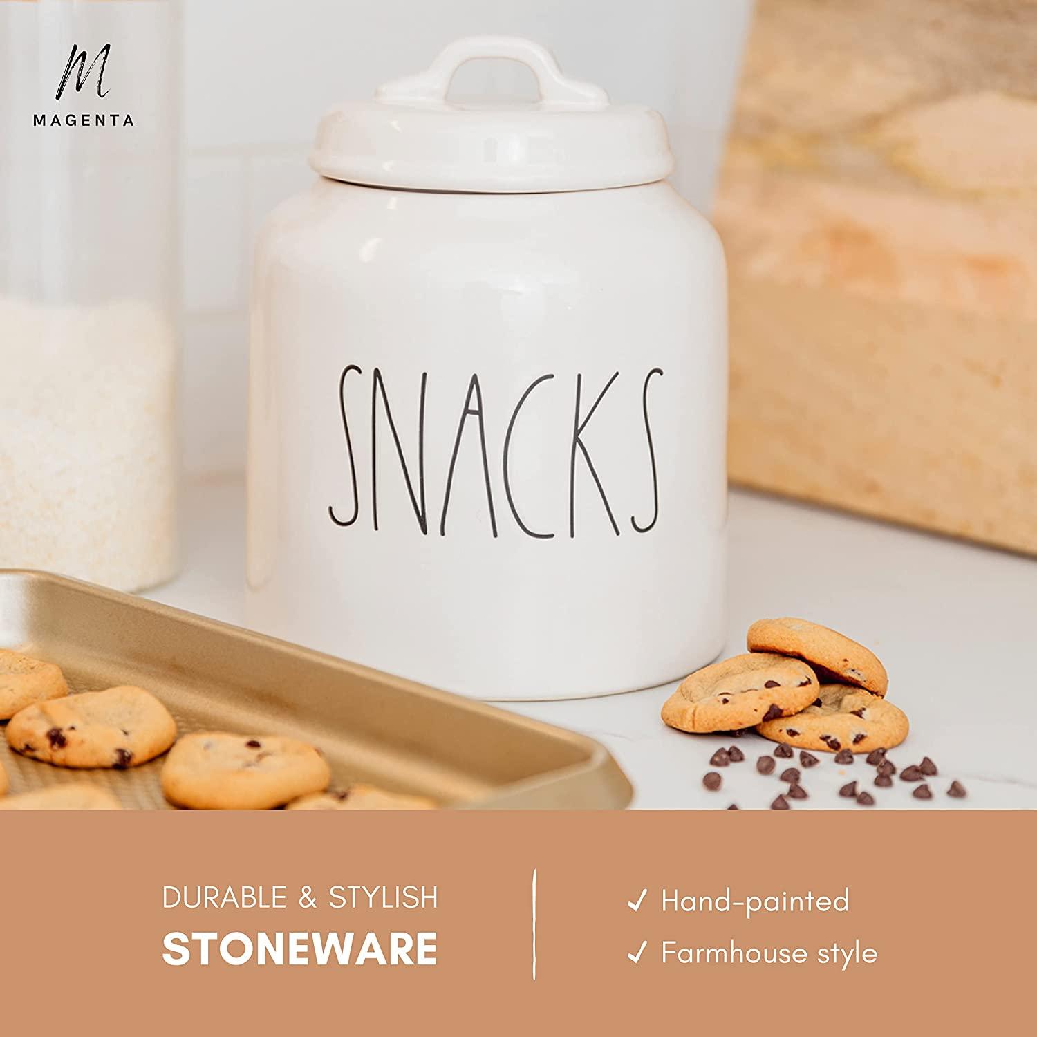 Rae Dunn Ceramic Cookie Jar for Snack Storage, Stoneware Treat Canister