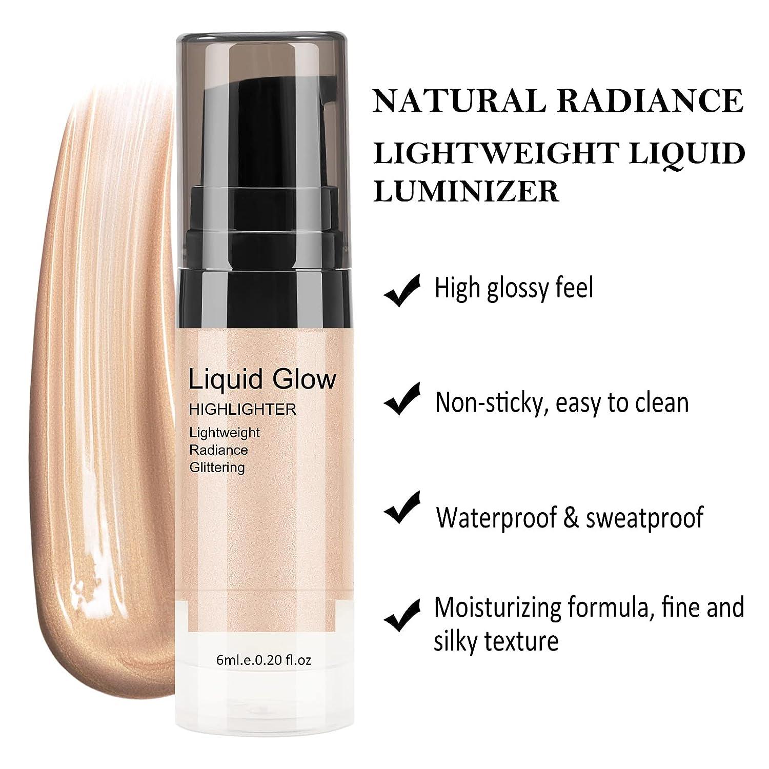 6ml Face Glow Shimmer Liquid Highlighter Waterproof Glitter Brighten Contour Makeup, 3#