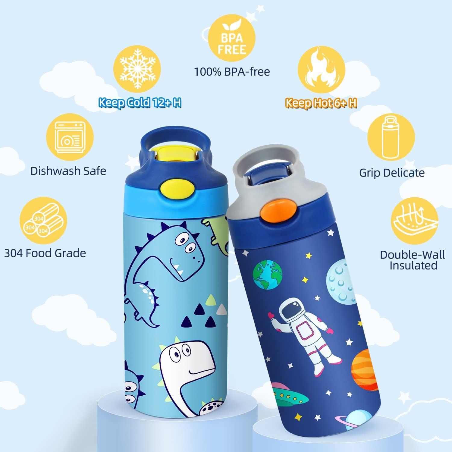 Personalized Kids Water Bottle Tumbler With Flip up Straw Lid