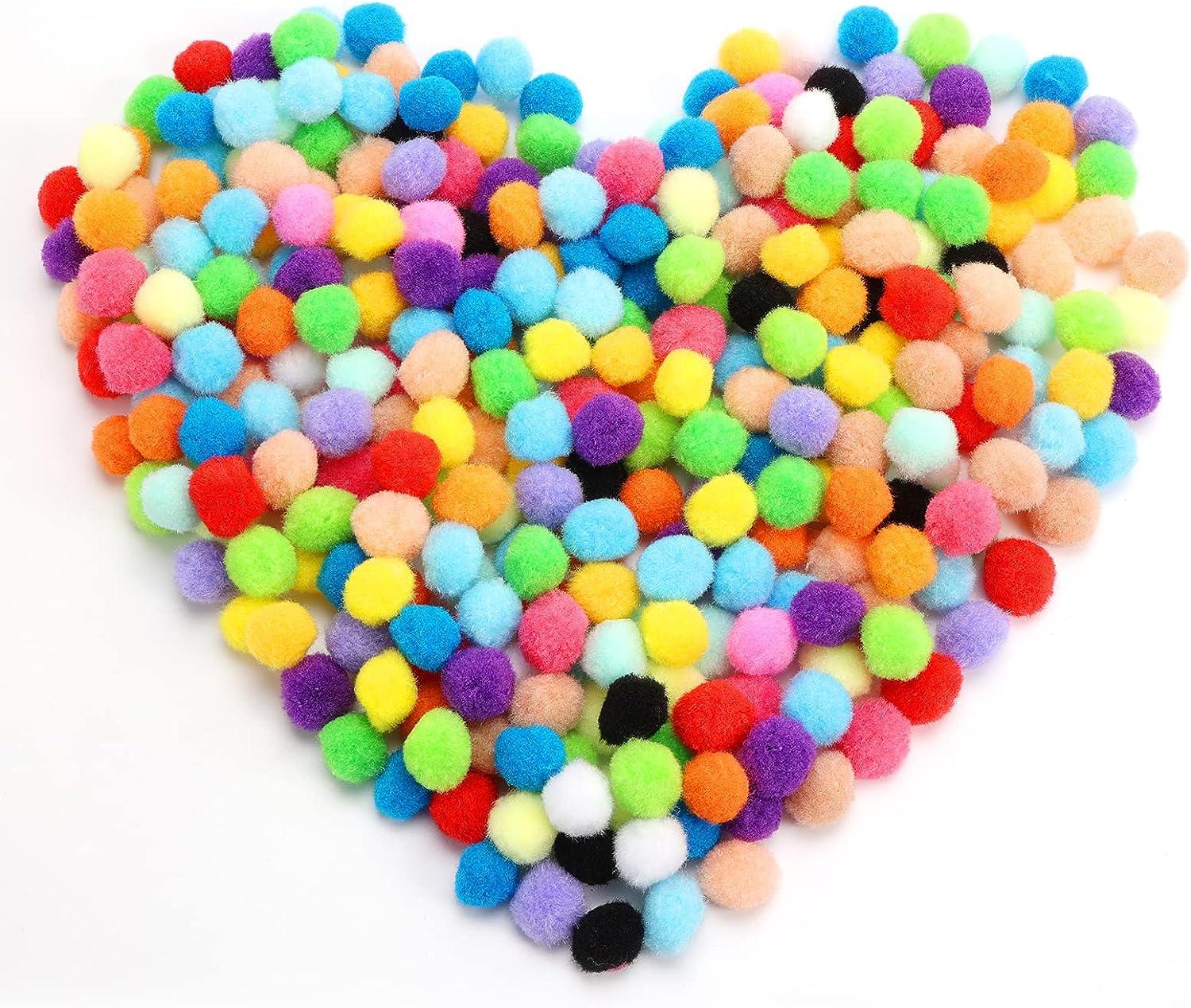 Aoibrloy 450 Pcs 300PCS 1Inch Pom Poms with 150PCS Wiggle Eyes Multicolor Craft  Pom Pom Balls for Kids DIY Arts and Crafts Projects and Decorations  300PCS-1inch