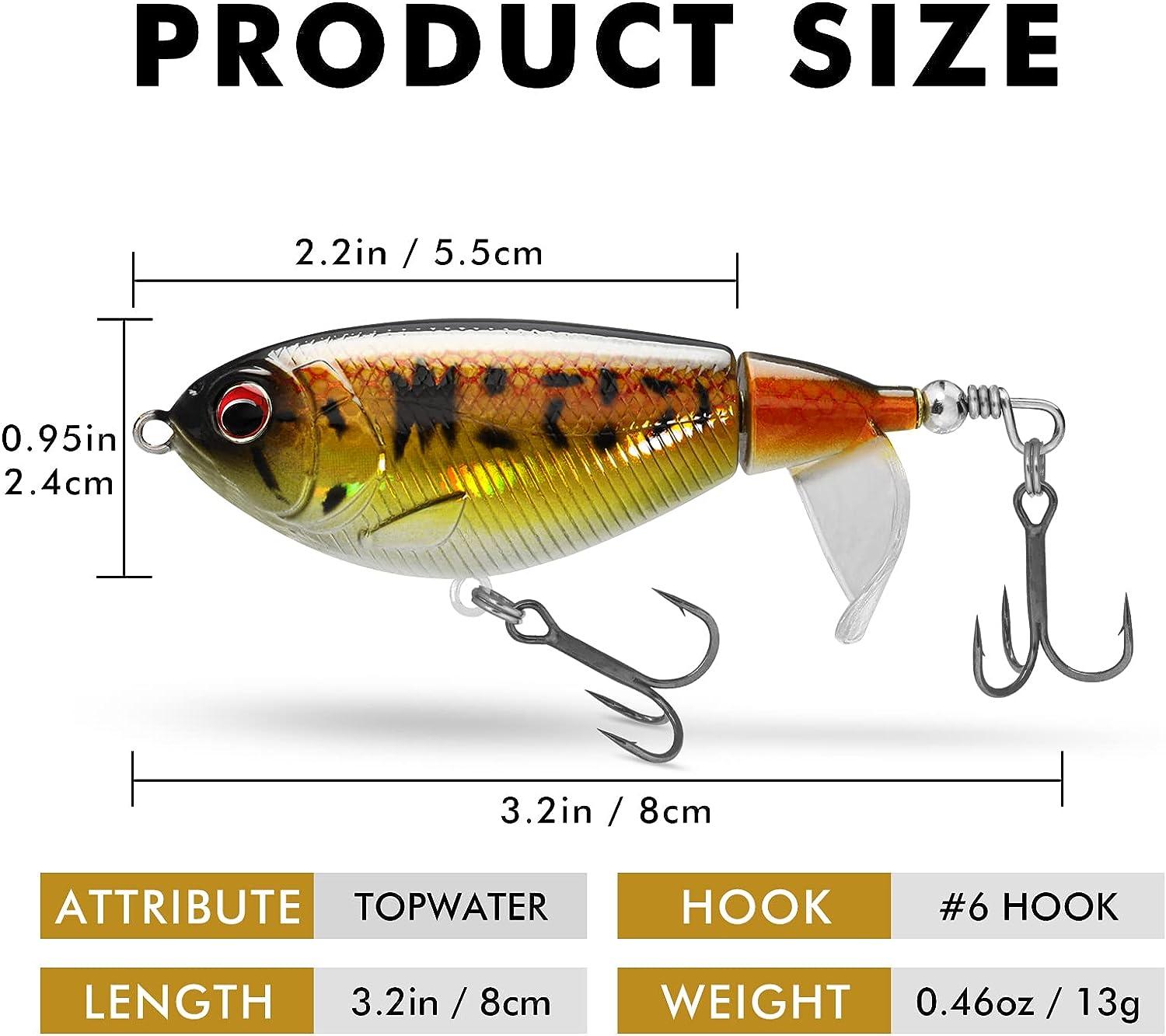 TRUSCEND Topwater Fishing Lures with BKK Hooks, Pencil Plopper Fishing Lure  for Bass Catfish Pike Perch, Floating Minnow Bass Bait with Propeller Tail, Top  Water Pencil Lures Freshwater or Saltwater A--3.2,0.46oz