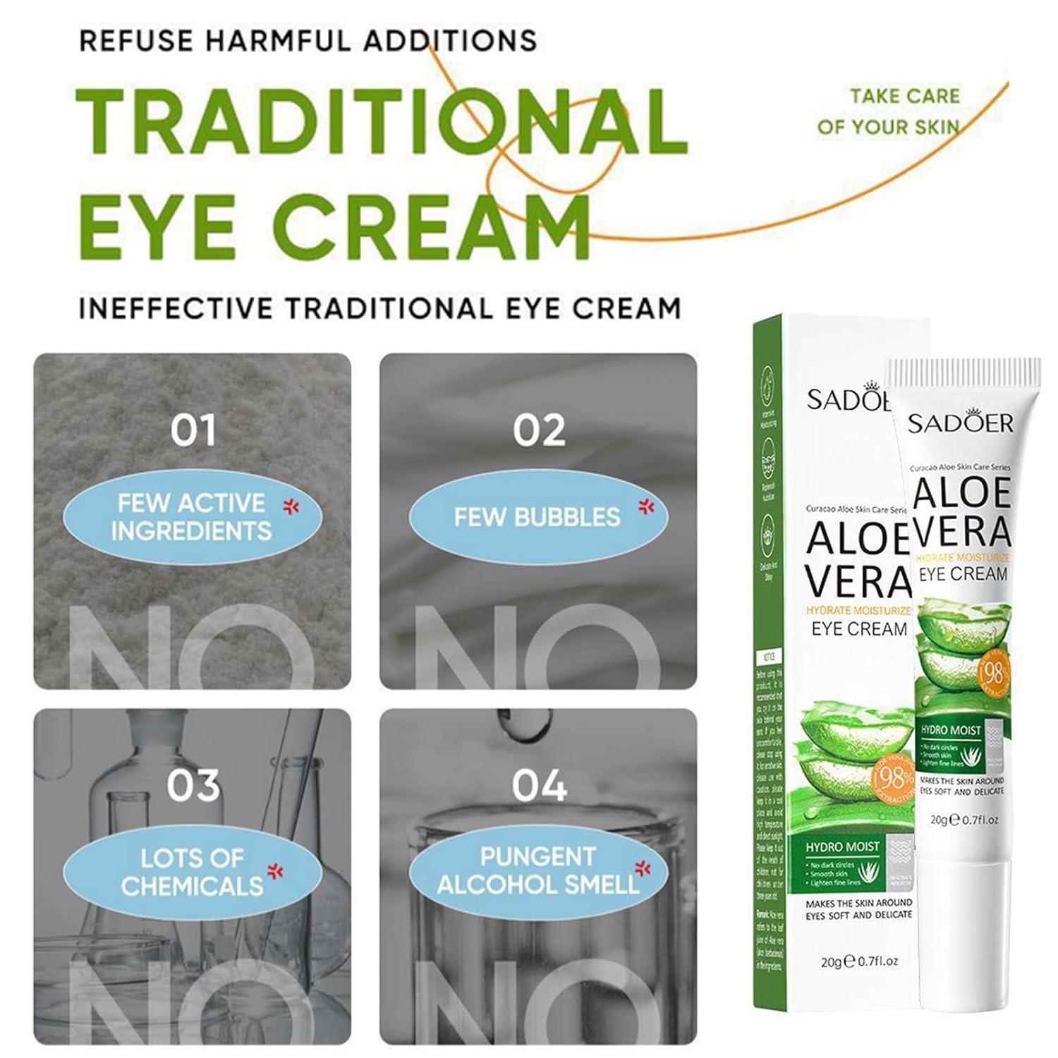 Aloe Vera Eye Cream for Wrinkles & Dark Circles | 98% Aloe Extract |  Anti-Aging Daily Care | Buy Now with Express International Delivery |  GoSupps.com