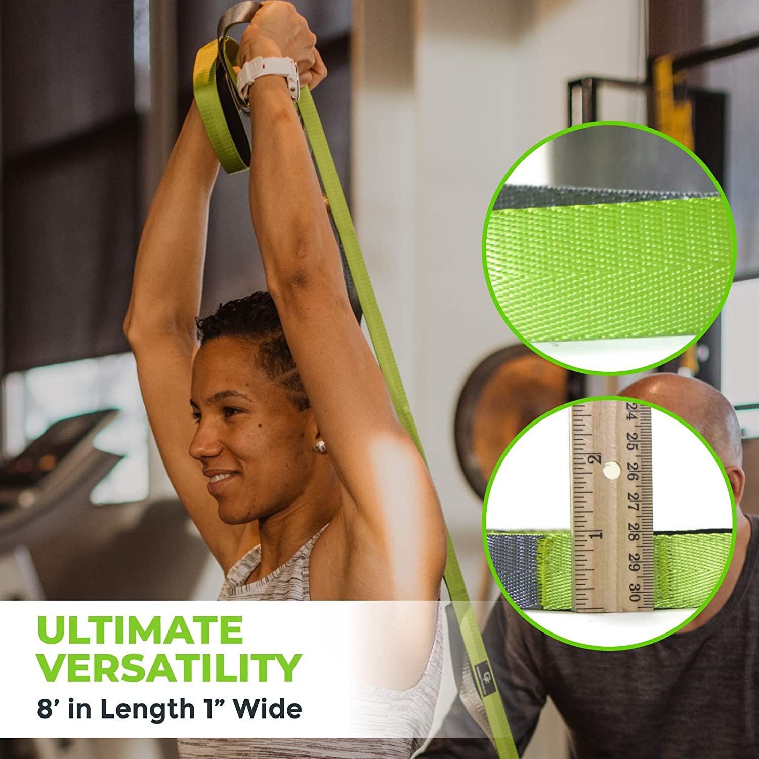 Gradient Fitness Stretching Strap for Physical Therapy, 12 Multi-Loop Stretch  Strap 1 W x 8' L, Neoprene Handles, Physical Therapy Equipment, Yoga Straps  for Stretching, Leg Stretcher Green/Gray