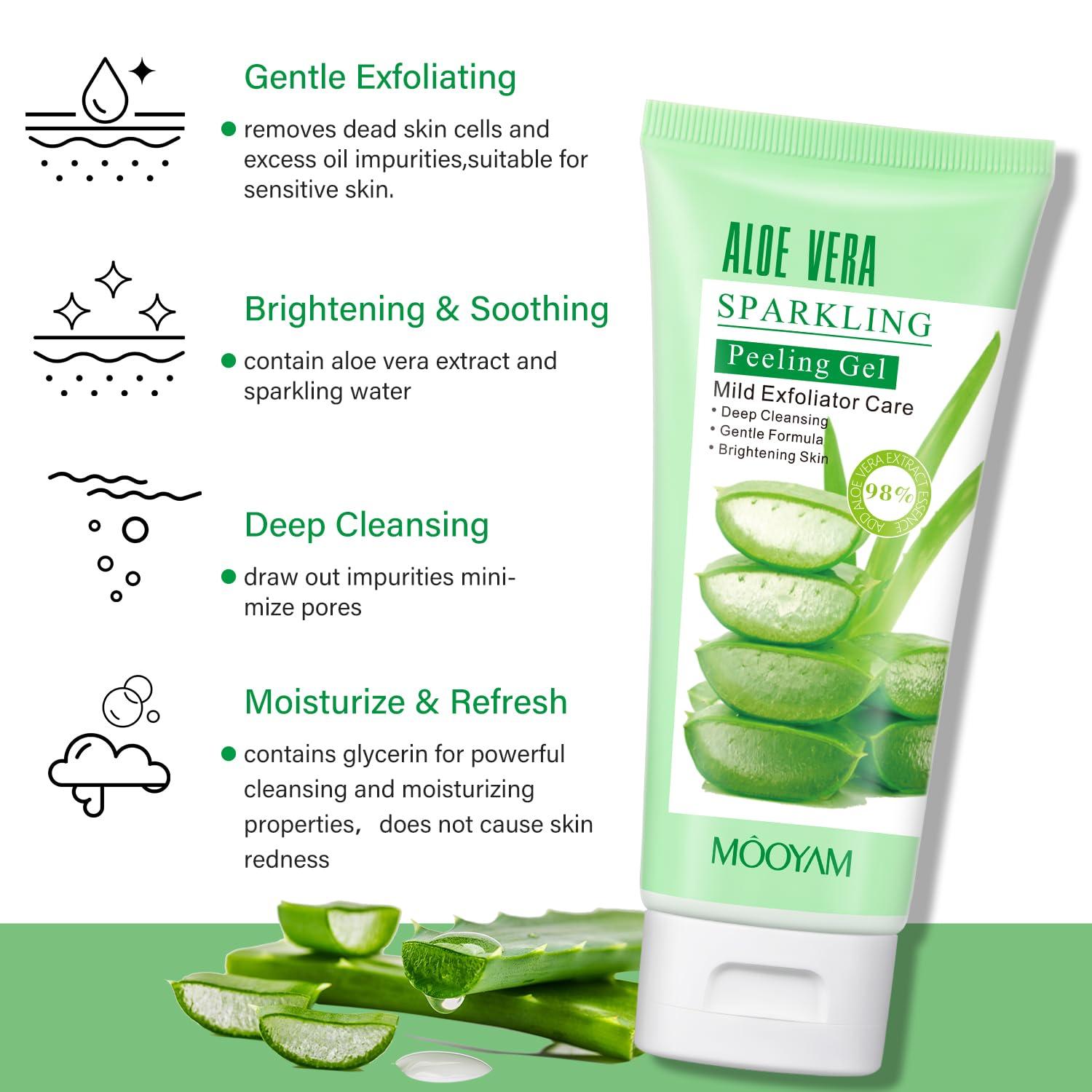 Peeling Gel & Aloe Vera Exfoliator - Brightening Facial Scrub & Deep  Cleansing Face Wash for All Skin Types | Remove Dead Skin & Refresh After  Sun Care | Buy Now with