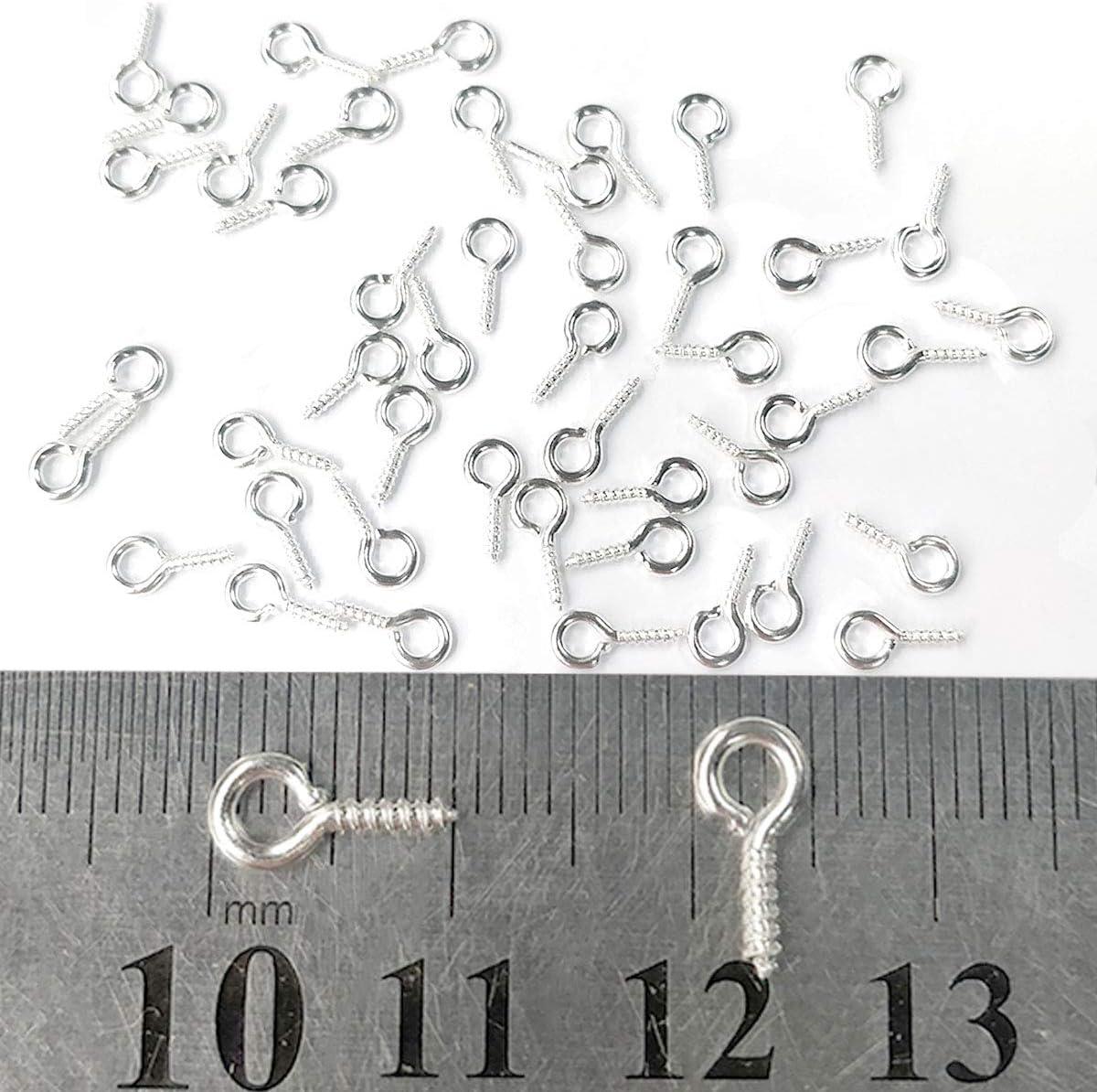 300PCS Small Screw Eye Pins,10 x 5mm Eye pins Hooks,Mini Screw Eye Pin Peg  for Arts & Crafts Projects,Self Tapping Screws Hooks Ring for Cork Top  Bottles & Charm Bead & DIY