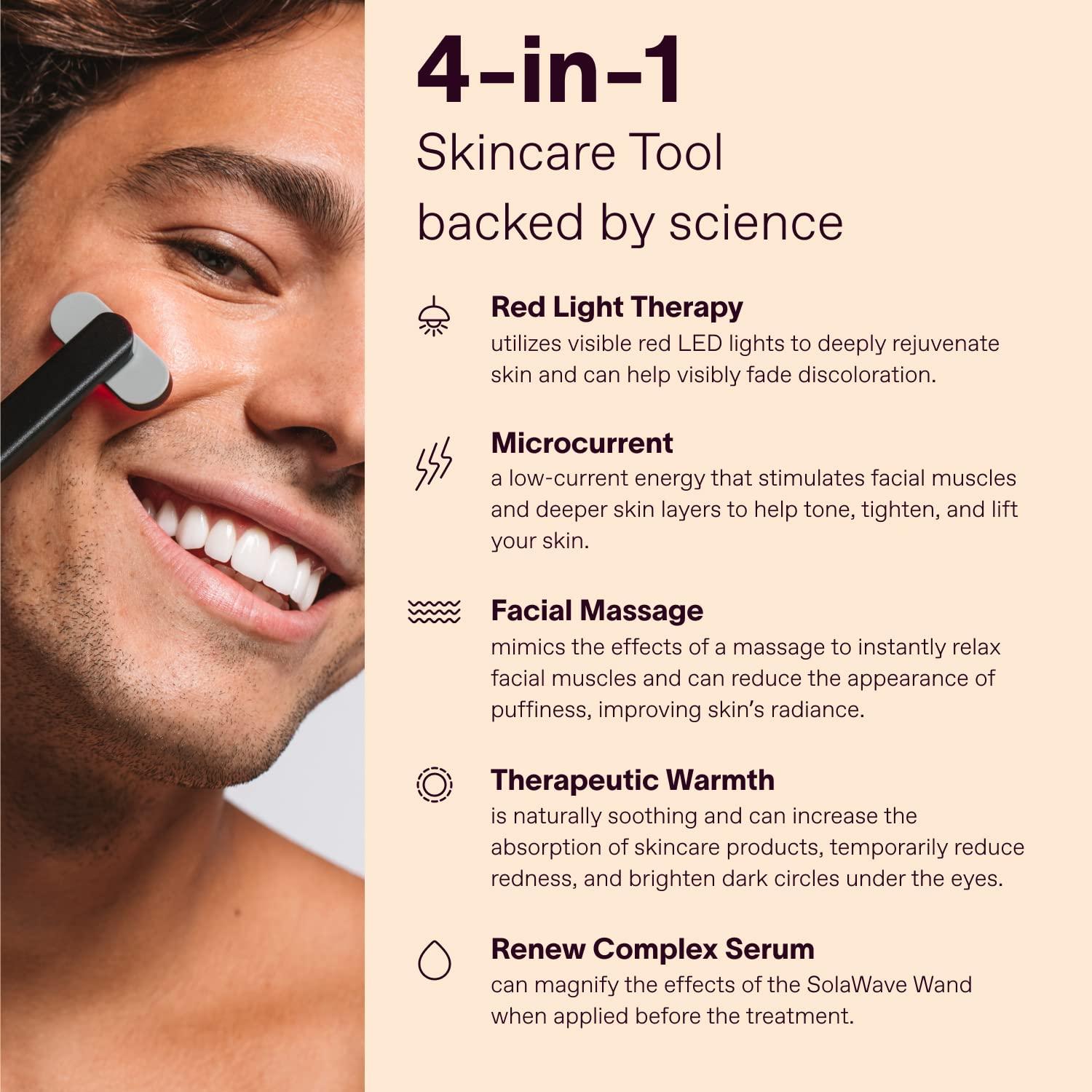 SolaWave 4in1 Facial Wand & Renew Complex Serum Bundle Red Light Therapy & Microcurrent
