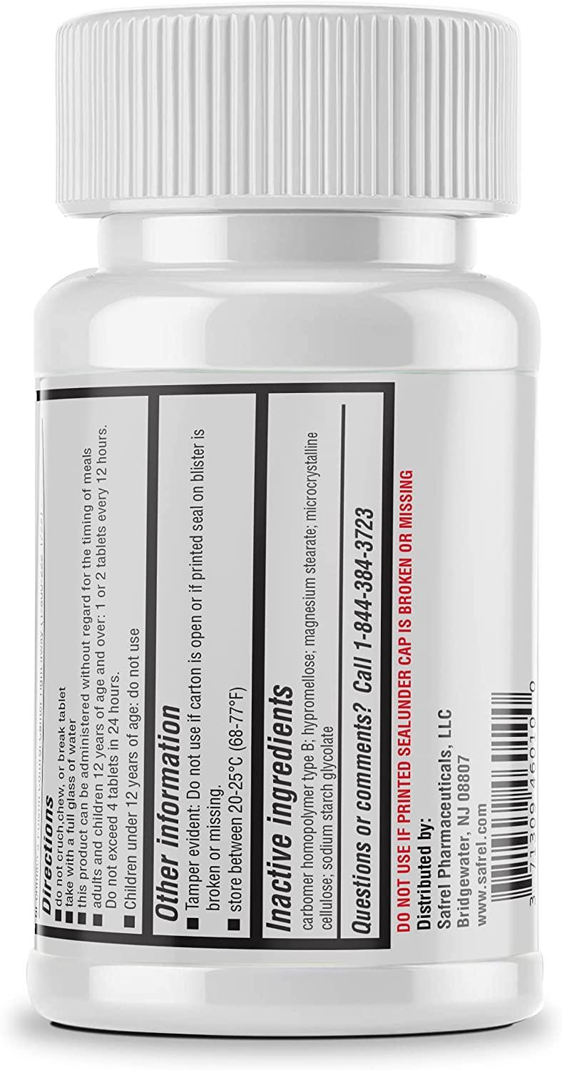 Safrel Mucus Relief 600mg Guaifenesin 12 Hour Extended Release Chest Congestion Expectorant Thins And Loosens Mucus Relieves Chest Congestion Cough Cold And Flu 100 Count Bottle