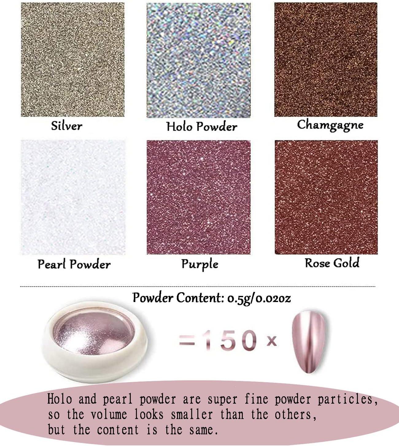 Turlyxie 6 Chrome Nail Powder, Nail Art Powder with Mirror Effect
