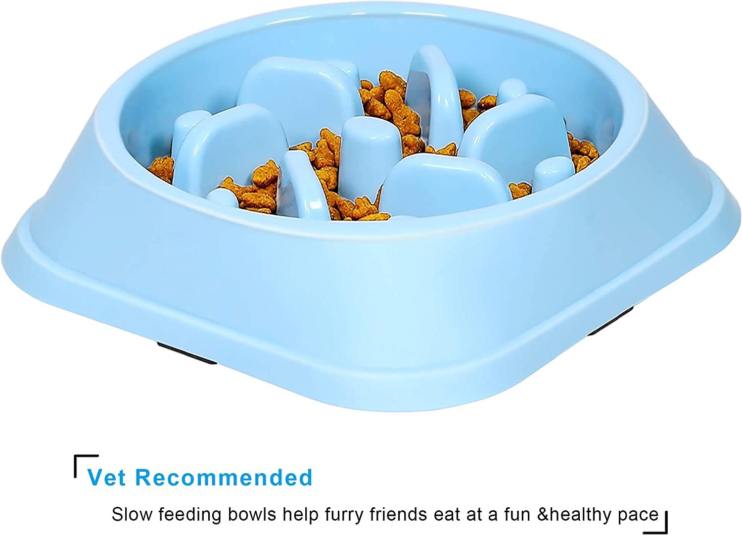 ETERSTARLY Silicone Slow Feeder Dog Bowls with Bottom Suction Cup, Puzzle  Feeders Bowl Interactive Bloat Stop Dogs Dish, Dog Food Water Bowl for  Large Medium Small Breed(Blue,Large) 