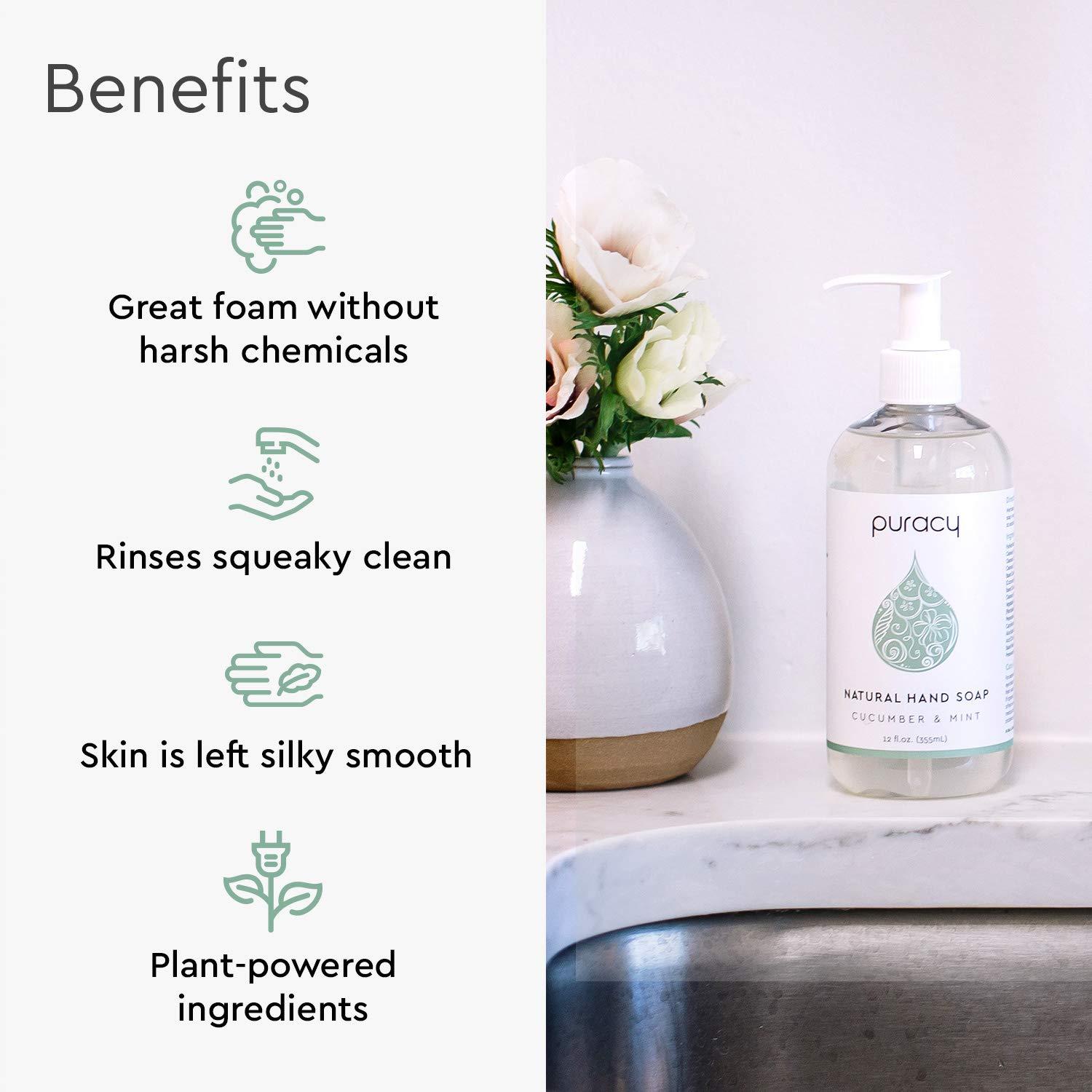 Puracy Hand Soap Perfect Skin, Pure Ingredients Cucumber & Mint, Moisturizing Natural Liquid