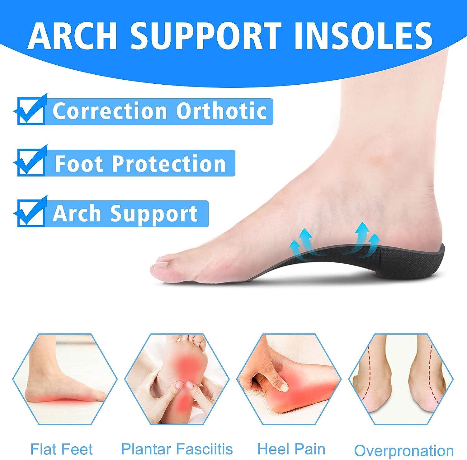 3/4 High Arch Support Insoles - Orthotics Shoe for Plantar  Fasciitis, Flat Feet, Over-Pronation, Relief Heel Spur Pain, Heel Cushion  Increase Insoles for Men and Women (L:Men 6.5-8.5/Women 7.5-9.5)… : Health