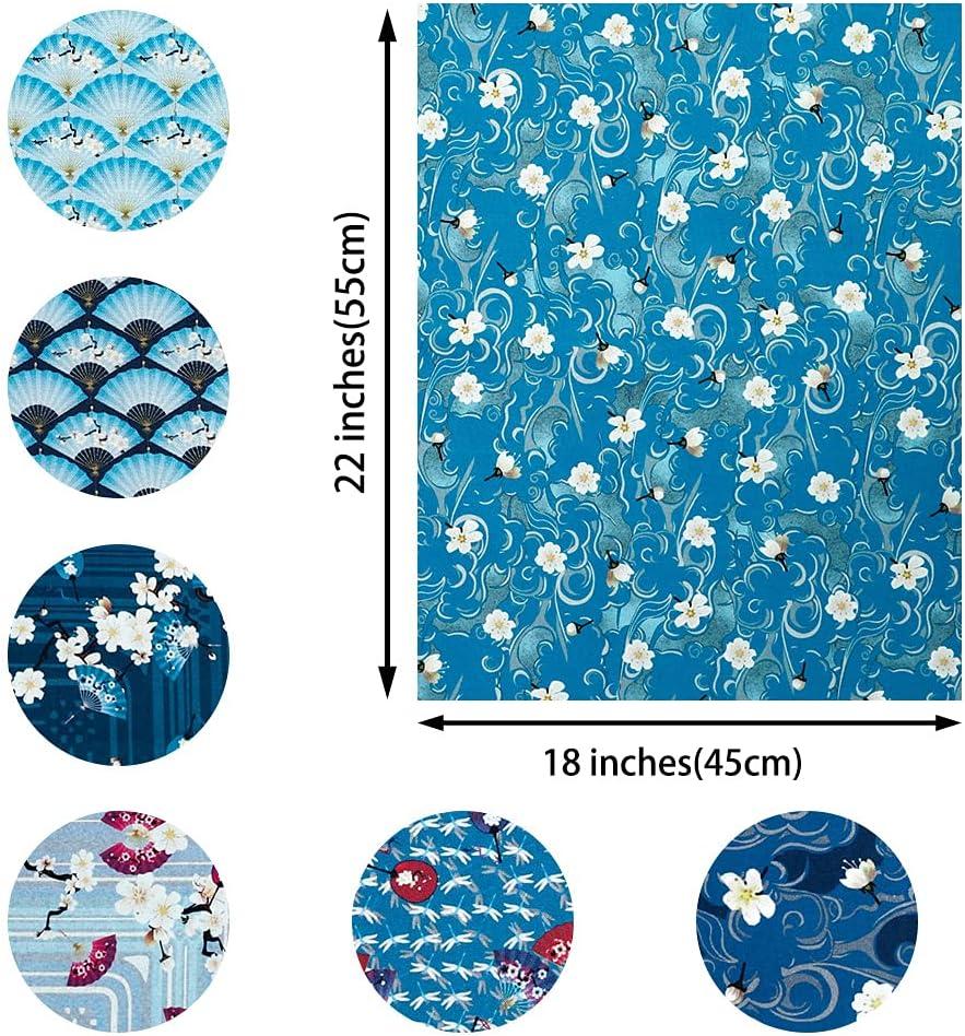 CEYOU Zyoug 8pcs 18 x 22 inches (45 x 55 cm) 100 Cotton Fabric, Precut Fat  Quarter Fabric Bundles with Multi-Color and Different Pattern for Quilting  Patchwork, DIY Craft(Blue Asian Pattern) A15