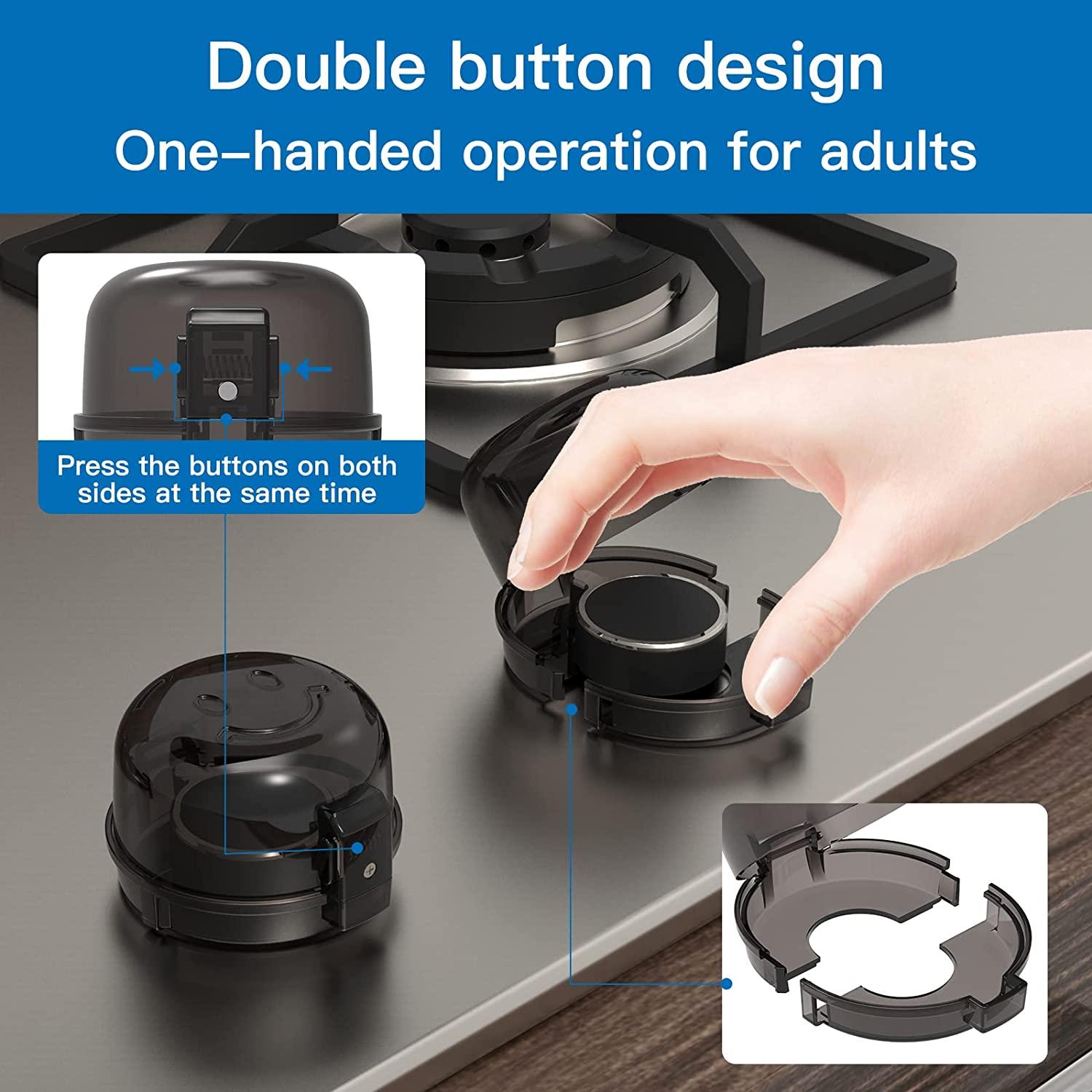 Stove Knob Covers for Child Safety Guards Black Clear View 5 Pack