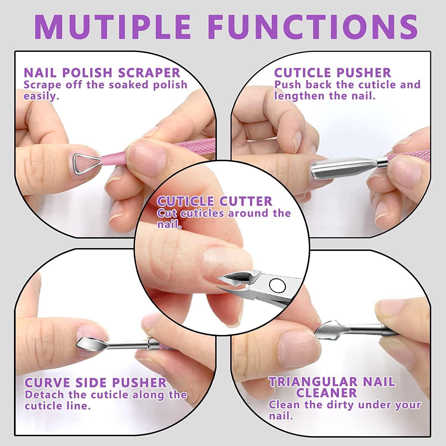 Cuticle Trimmer with Cuticle Pusher and Scissors, Cuticle Remover  Professional Durable Pedicure Manicure Tools, Stainless Steel Cuticle  Nipper Cutter Clipper for Fingernails and Toenails Pink