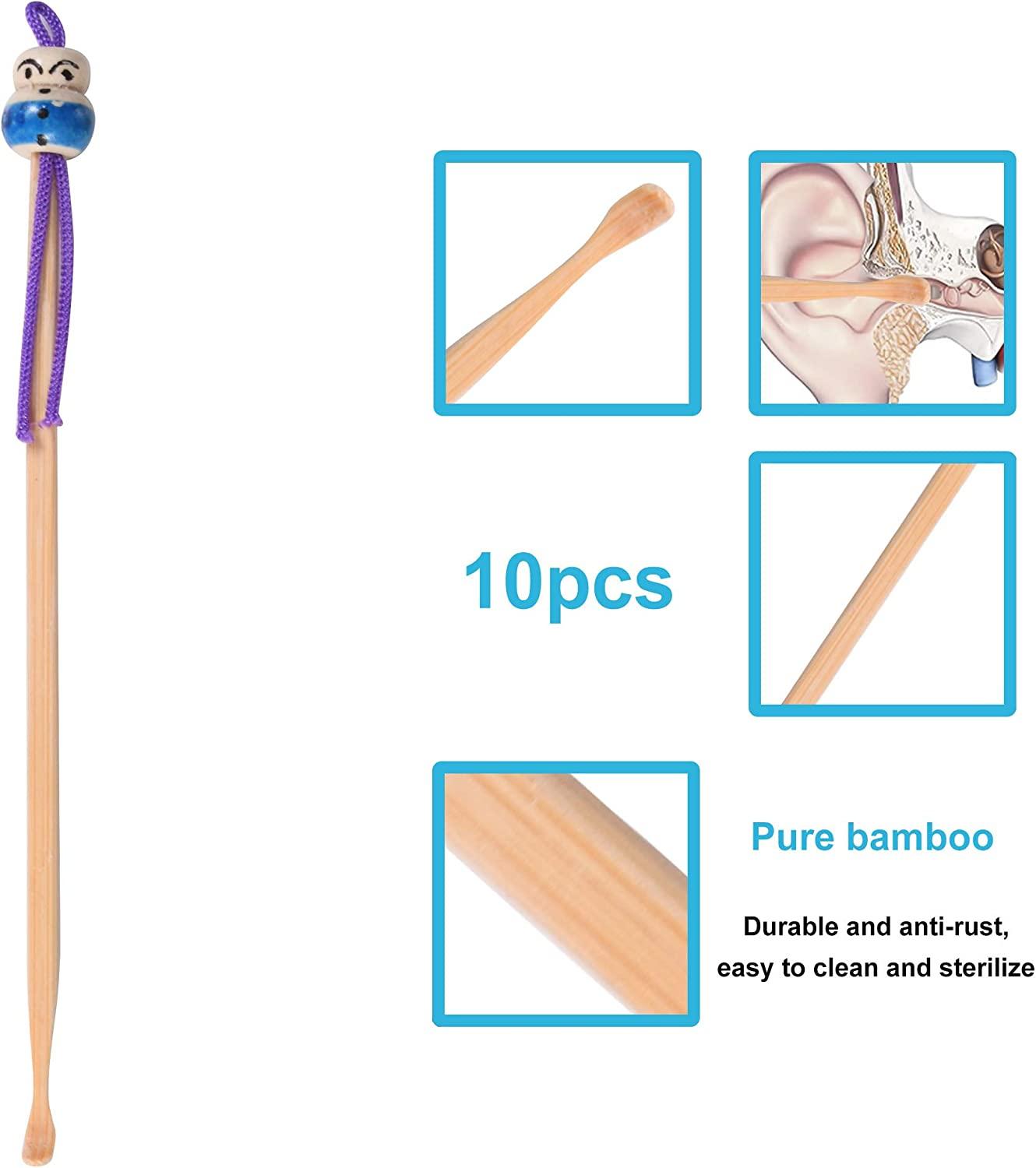 10pcs Bamboo Ear Pick Ear Cleaner Ear Spoon Earwax Curette Remover