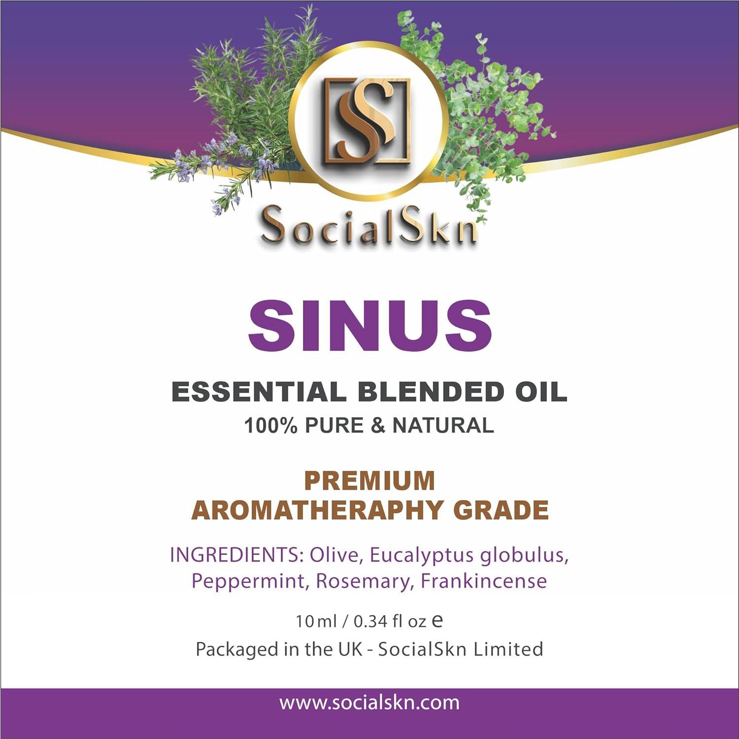SocialSKN Essential Oils for Sinus Relief Sinusitis Treatment with Blend of Rosemary