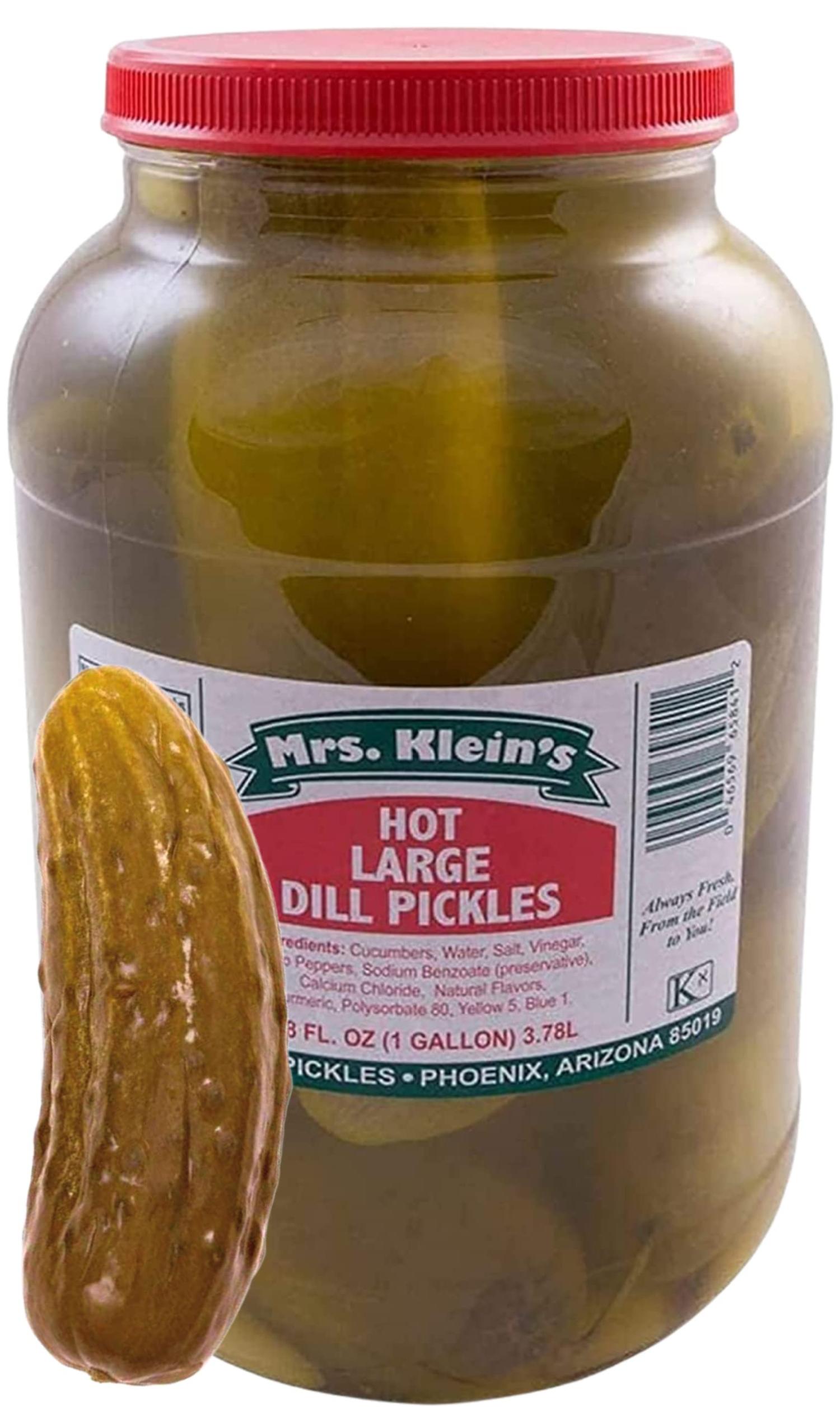 Mrs. Klein's Large Hot Pickles Bold Spicy Dill Snack with Natural Ingredients Kosher, Low