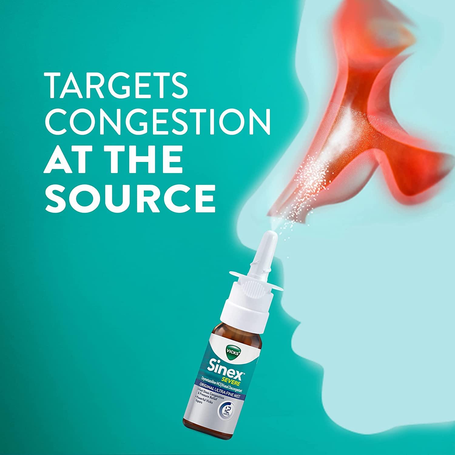 Vicks Sinex SEVERE Nasal Spray Original Ultra Fine Mist Sinus