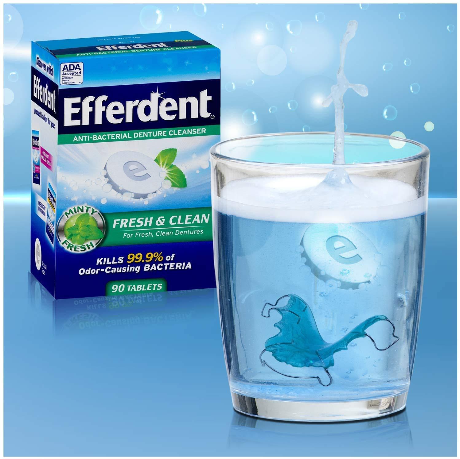 Efferdent Plus Mint AntiBacterial Denture Cleanser 90 Tablets