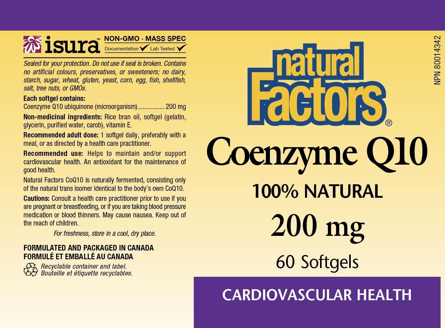 Natural factors coenzyme q10 200 mg 60 softgels