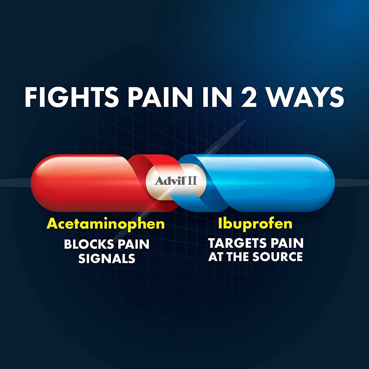 Advil Dual Action Coated Caplets with Acetaminophen, 250 Mg Ibuprofen