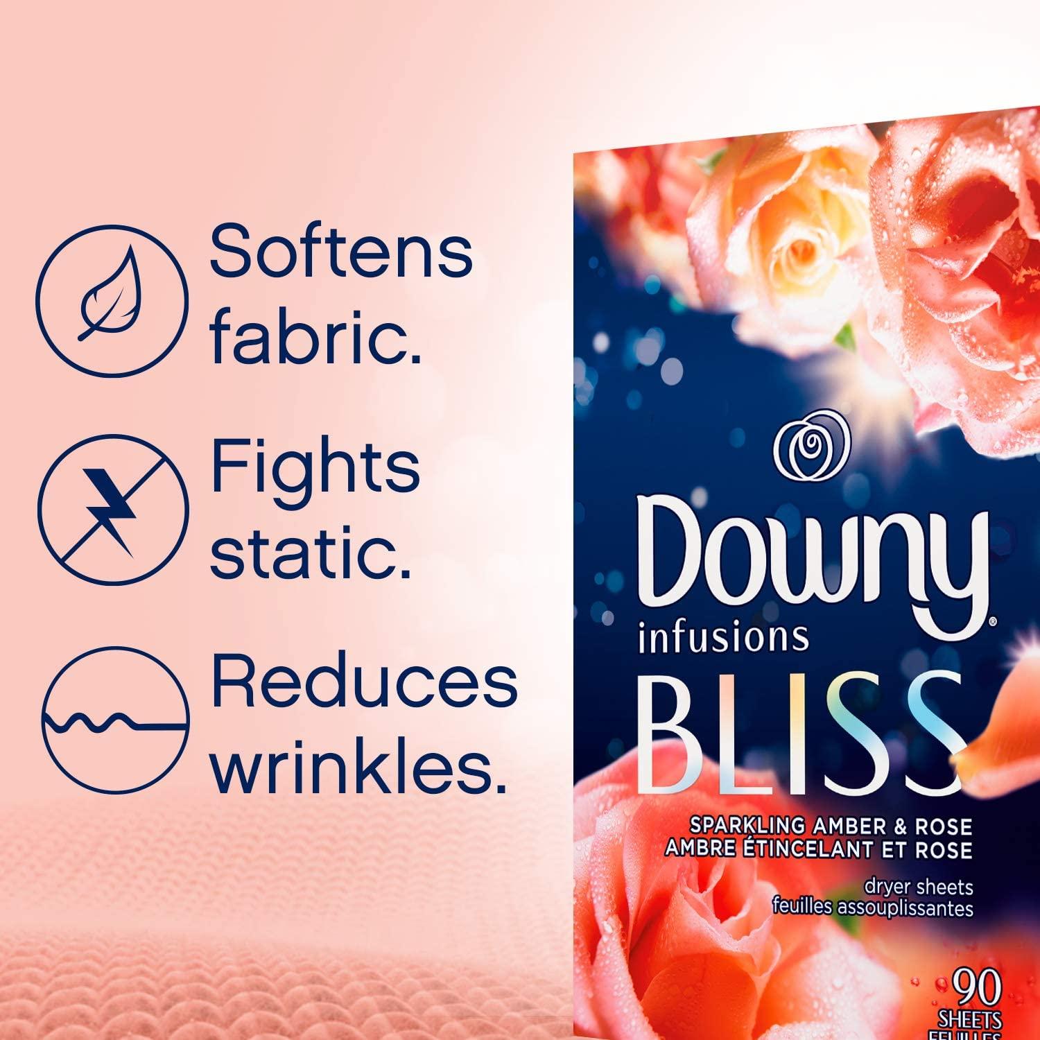 Downy Infusions Dryer Sheets, Laundry Fabric Softener, Bliss, Sparkling