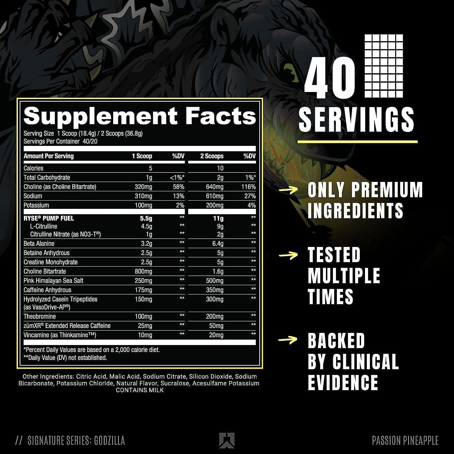 Ryse Signature Series Godzilla Pre Workout Pump Energy Strength and