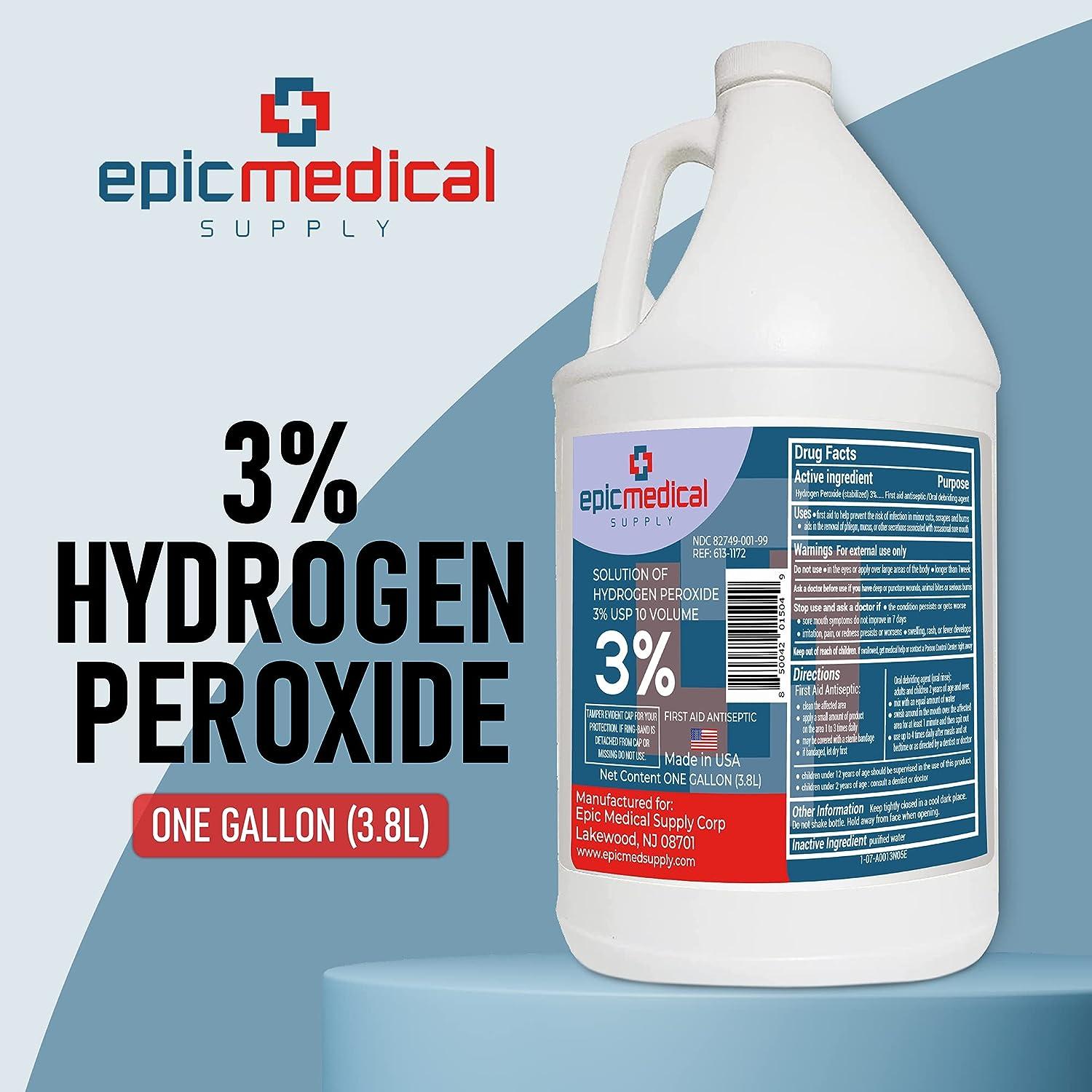 Epic Medical Supply Hydrogen Peroxide Gallon 3 USP First Aid