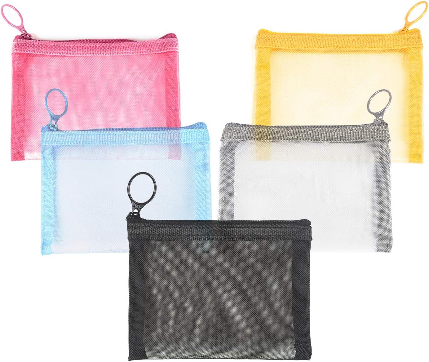 MHDGG Heart Print Mesh Makeup Bags,4 Pieces Mesh Cosmetic Bags for Women  Mini Zipper Mesh Bags Portable Travel Organizing Pouch Purse Makeup Pouches