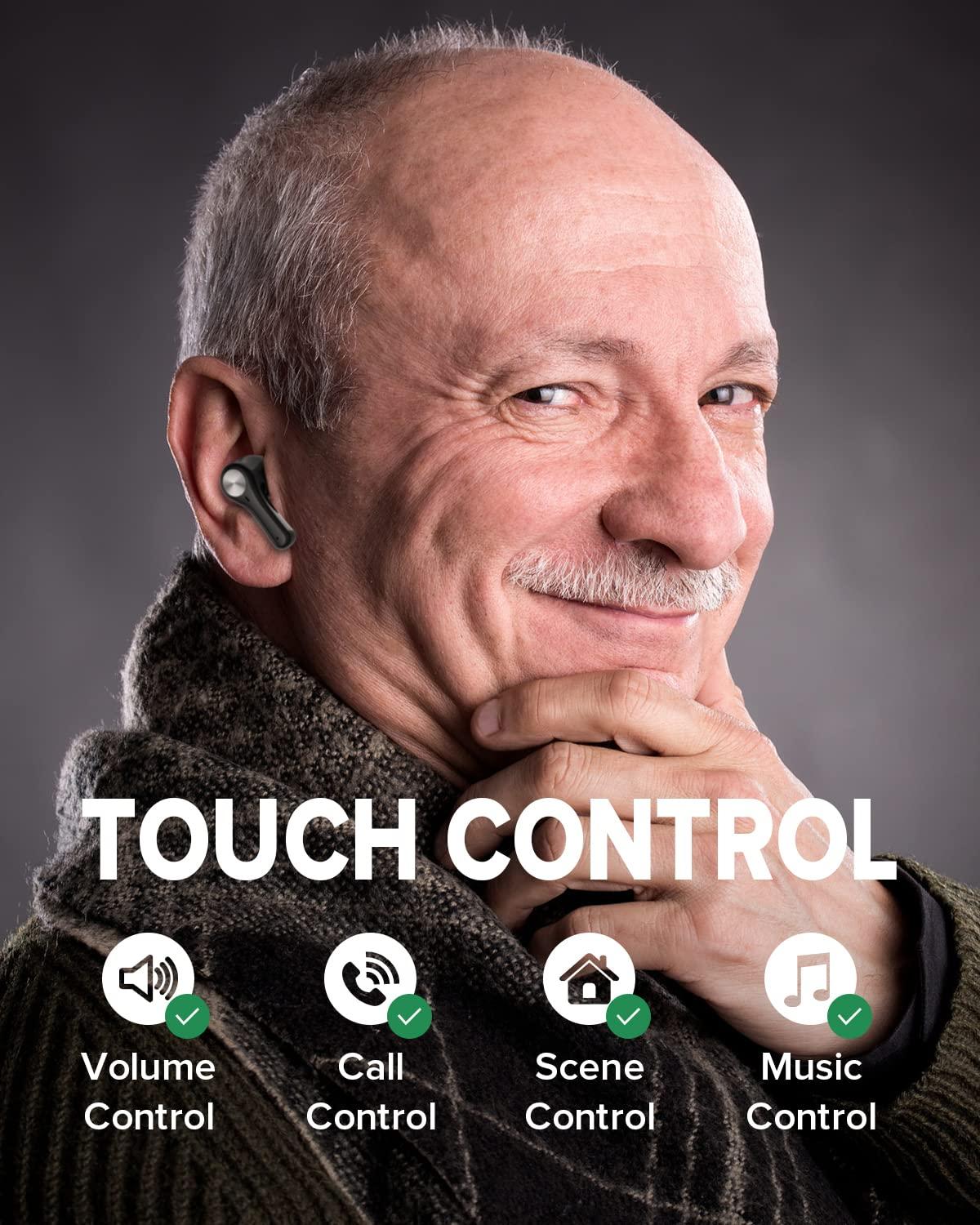 Coniler Rechargeable Bluetooth Hearing Aids Noise Cancelling Pitch Elimination 16 Channel