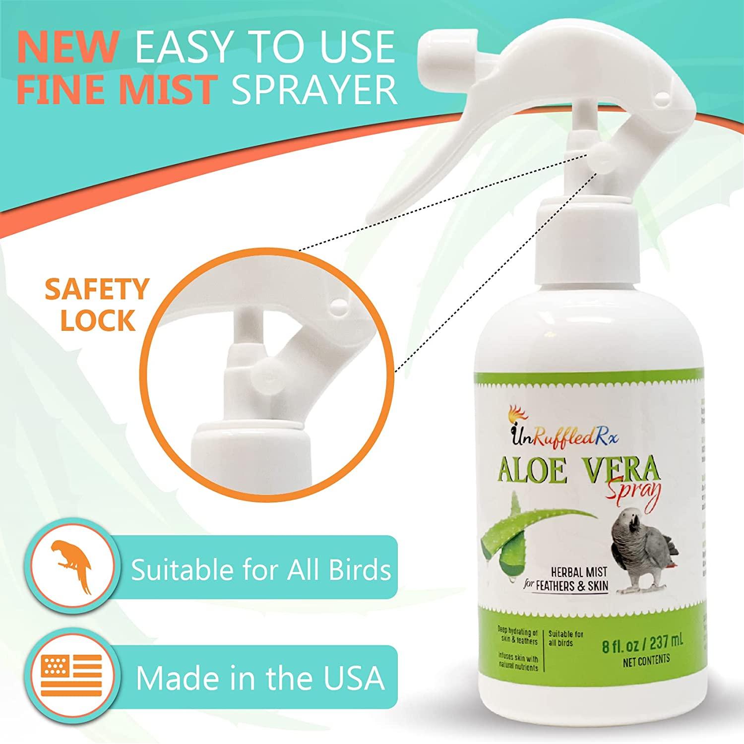UnRuffledRx Aloe Vera Bird Bath Spray for Daily Care & Skin Health 8 Fl